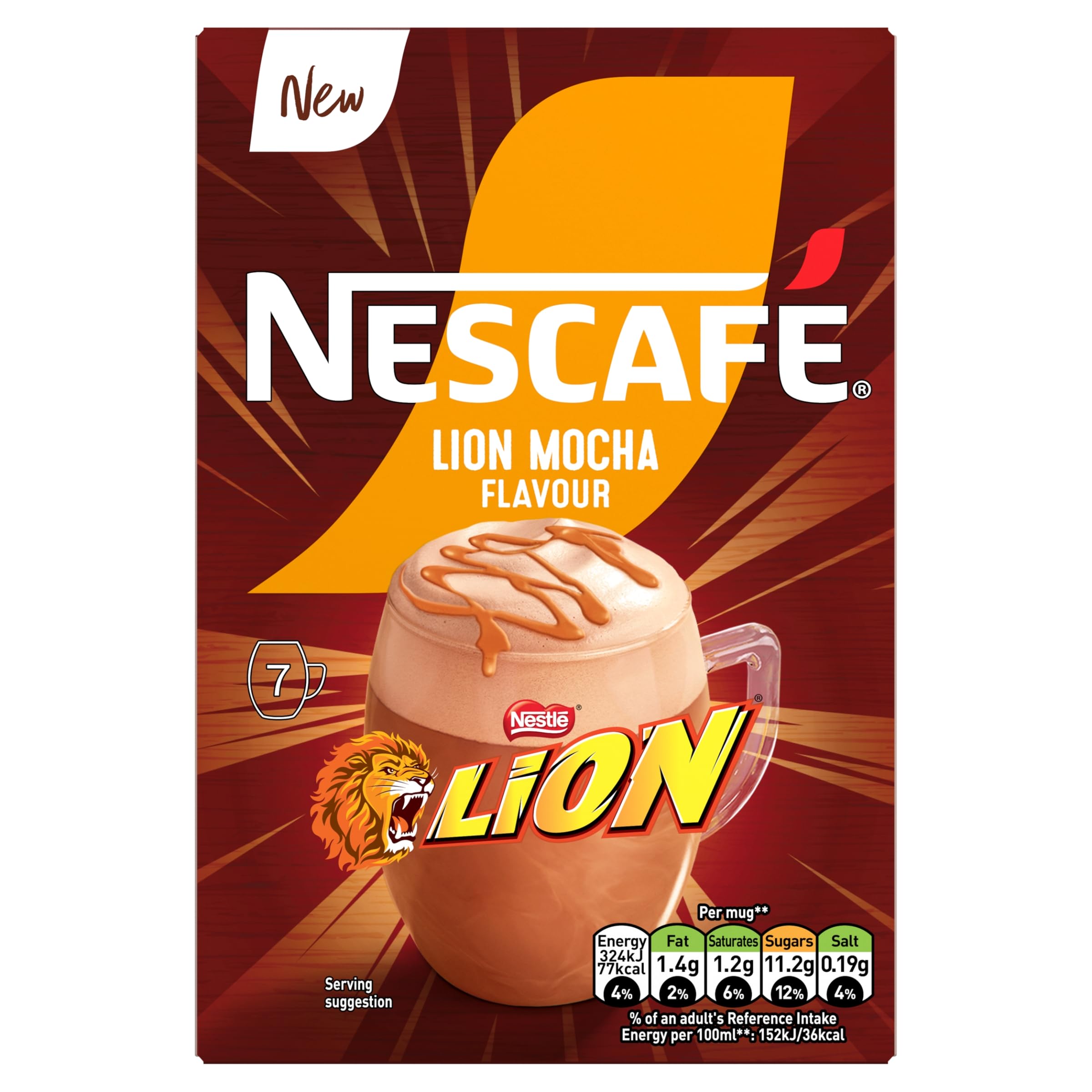 NESCAFÉ Lion Mocha Flavour Instant Coffee - 7 x 20g Sachets (140g Total)