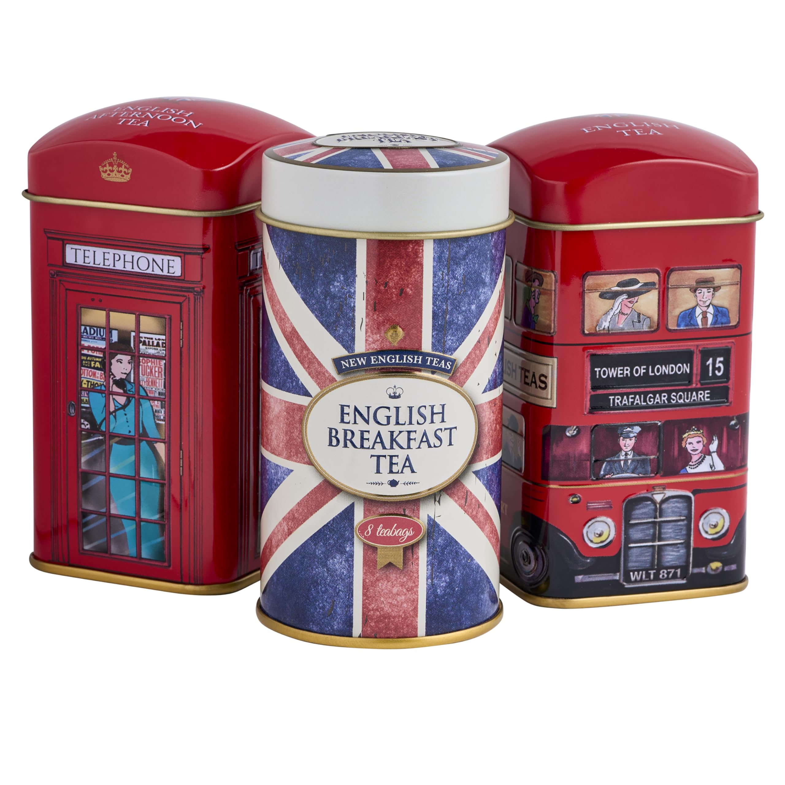 New English Teas Heritage Tea Selection Triple Tea Tins Gift Pack | 3 Piece Set | 28 Teabags Total