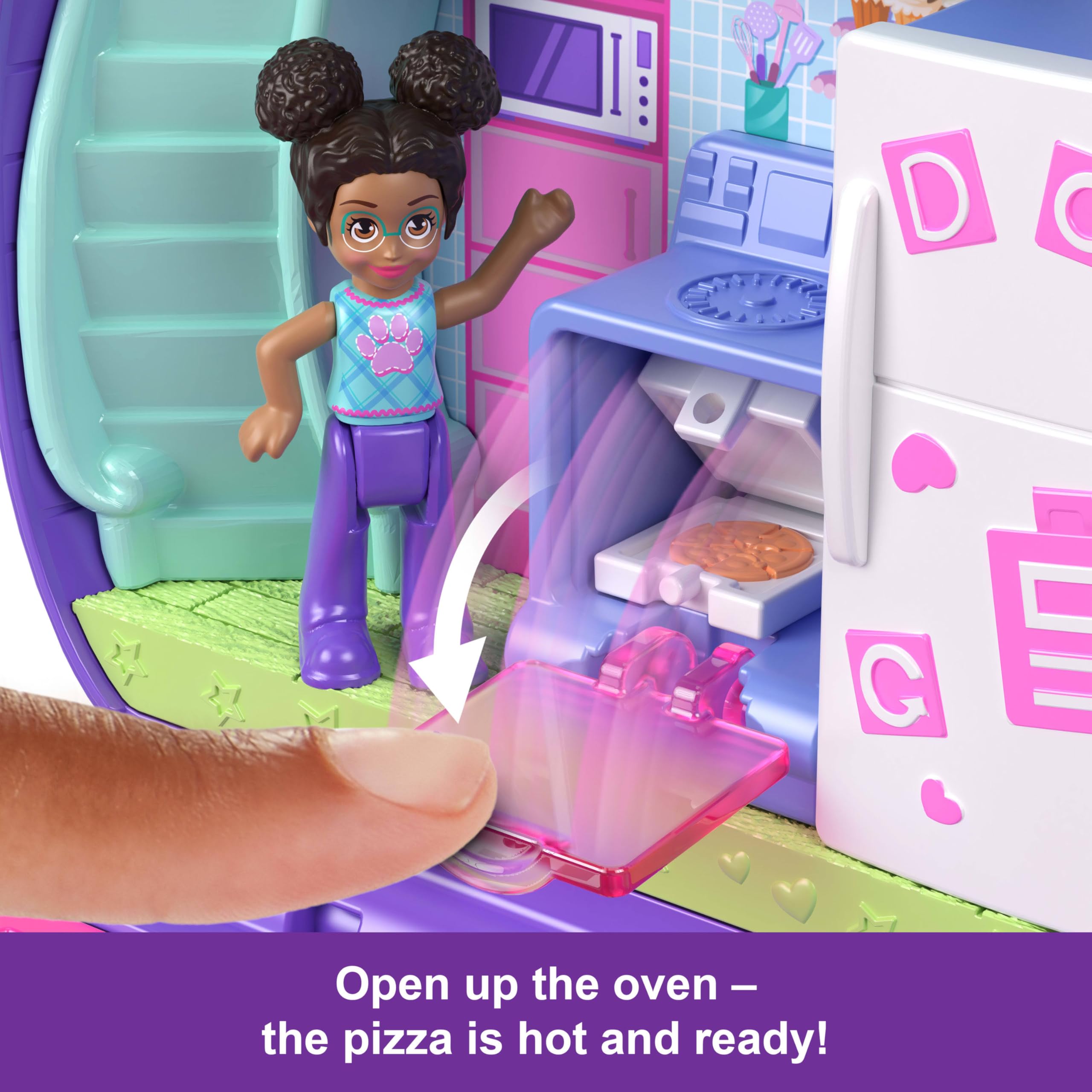 Polly Pocket Sleepover Puppy Compact Playset - 10 Accessories & 2 Pet Dogs, Ages 4+