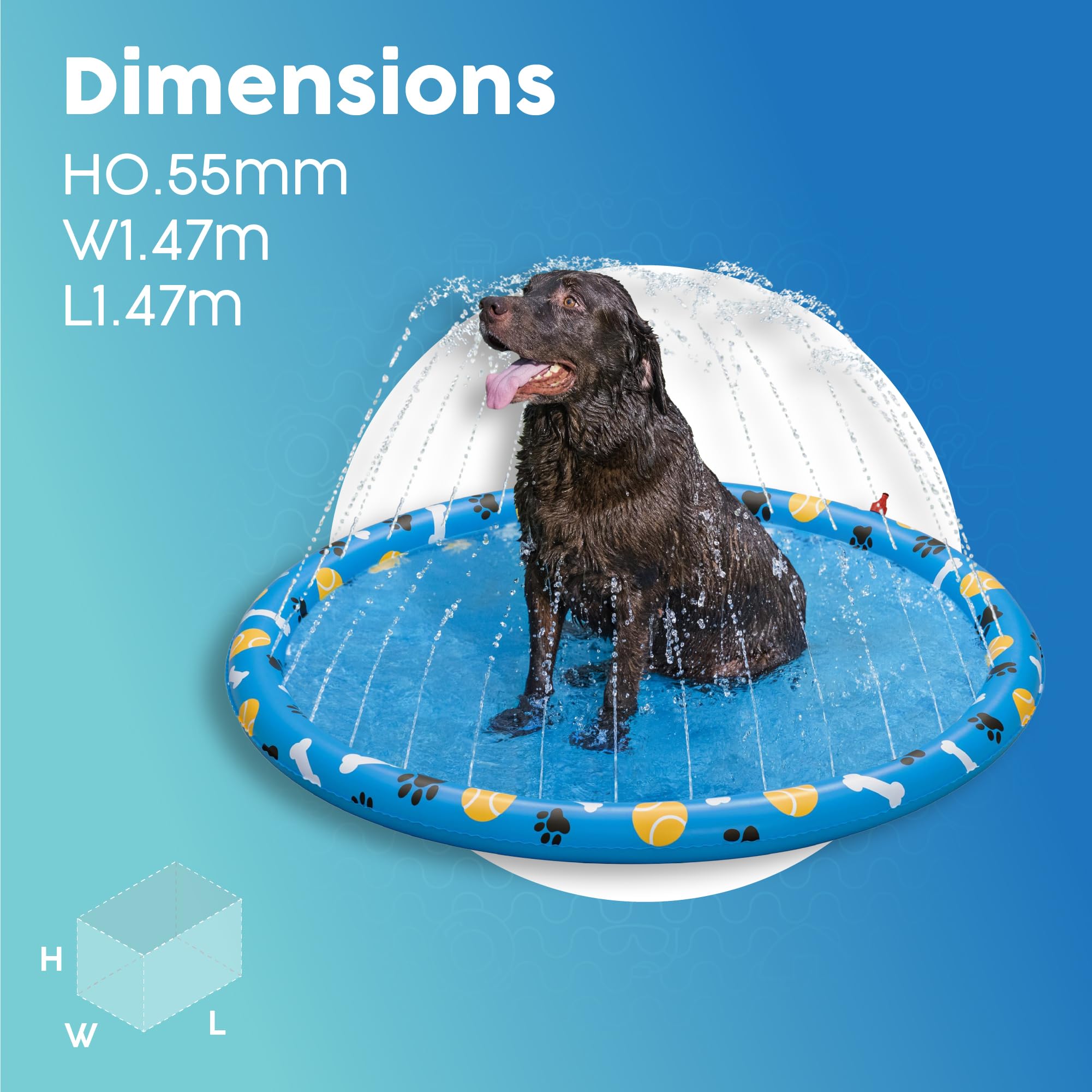Bestway Dog Splash Pad Sprinkler Mat - Non-Slip Cooling Fun | Durable PVC | 60x240x240mm 7