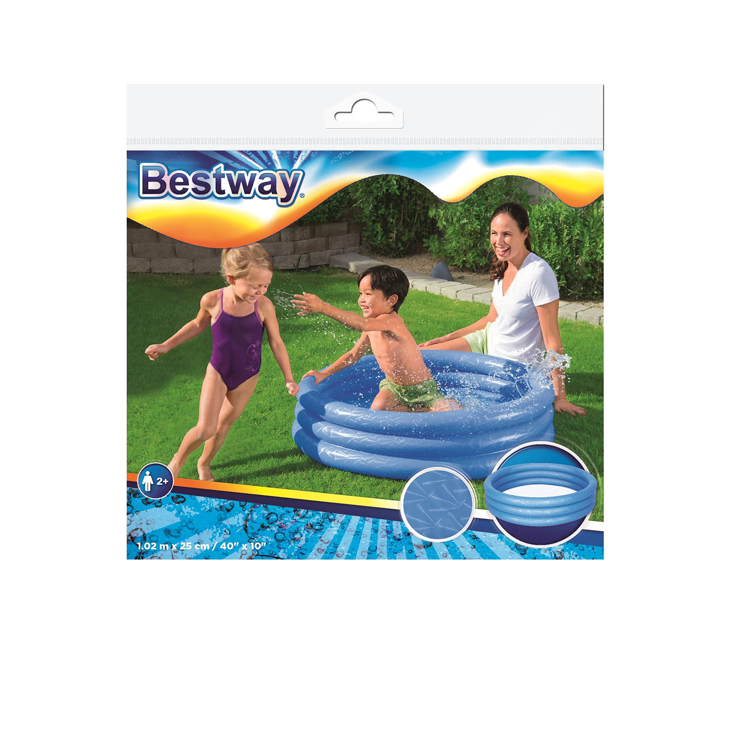 Bestway Inflatable 3-Ring Paddling Pool - Multicolor, 102 x 102 x 25 cm | PVC 5