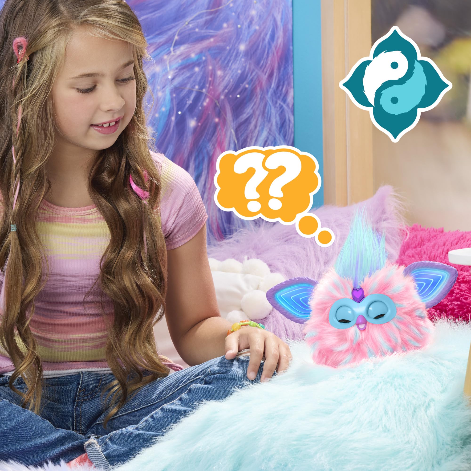 Furby Cotton Candy Pink & Blue Interactive Plush Toy - Voice-Activated Dancing & Talking Pet for Kids