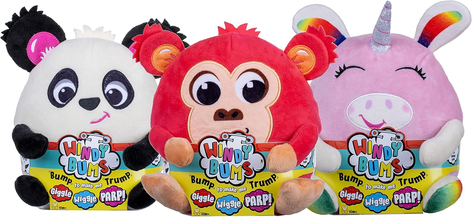 Windy Bums Monkey - Farting Plush Toy with Jiggling Movement, 6 Months+