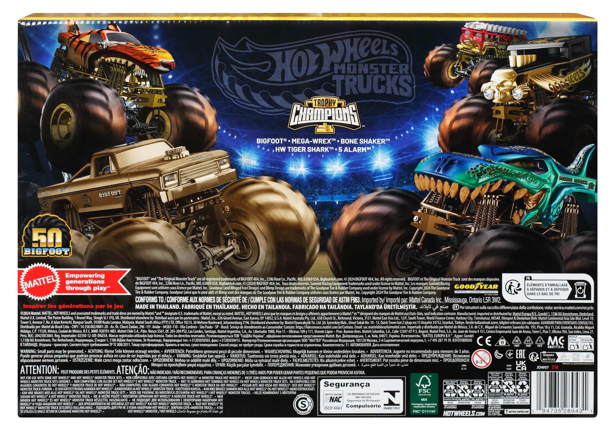 Hot Wheels Monster Trucks Trophy Champions Collection (11 Pcs) | 5 Monster Trucks & 6 Die-Cast Cars | 3Y+ 6