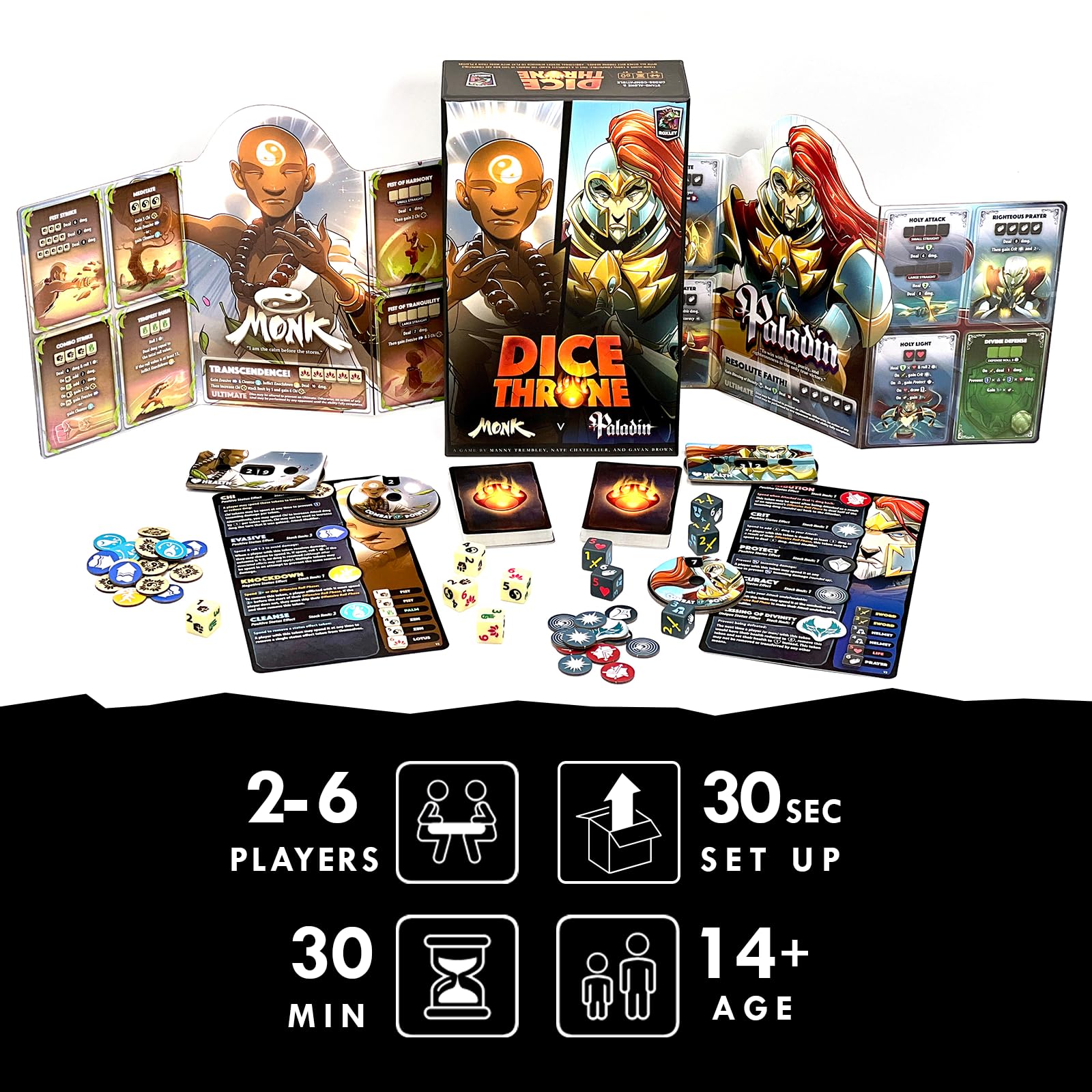 Dice Throne Dice Throne S1R Box 2 Monk v Paladin Accessories | Cardboard Material