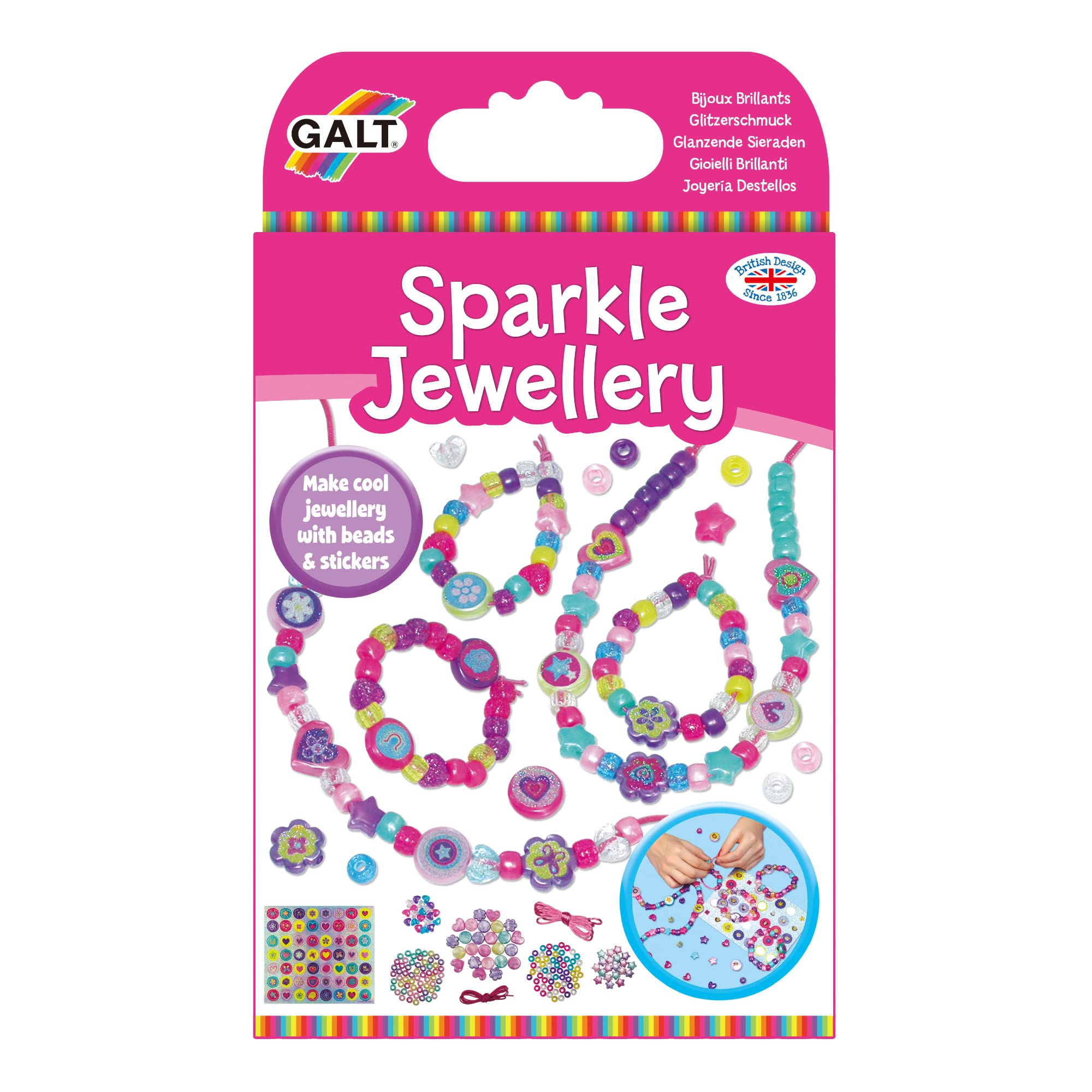 Galt Sparkle Jewellery Craft Kit - Ages 5+ | 185+ Beads | Multi-Color