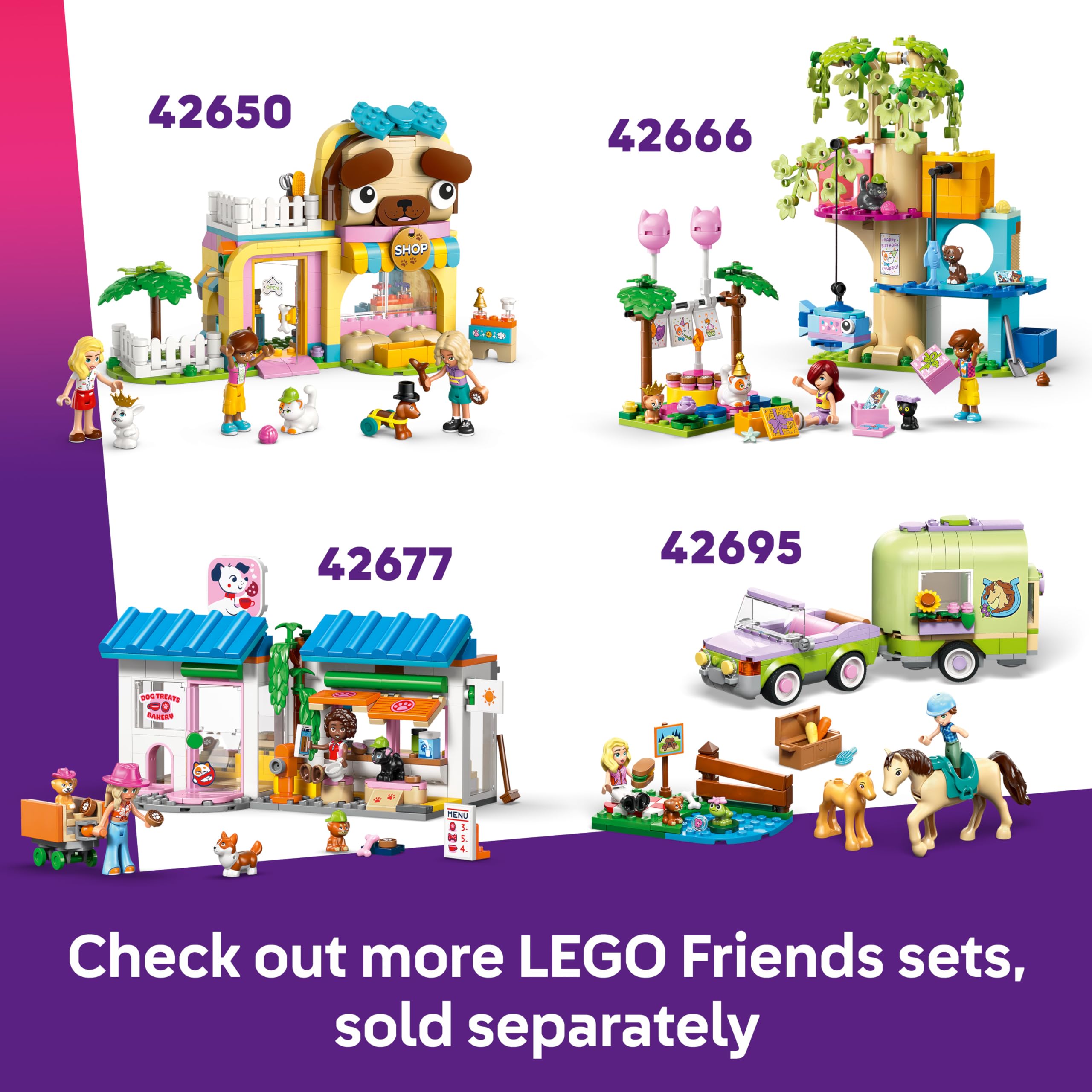 LEGO Friends Pet Accessories Van 42678 - Pug-Themed Toy Playset w/ 2 Mini Dolls & 3 Animals | Ages 6+ 7