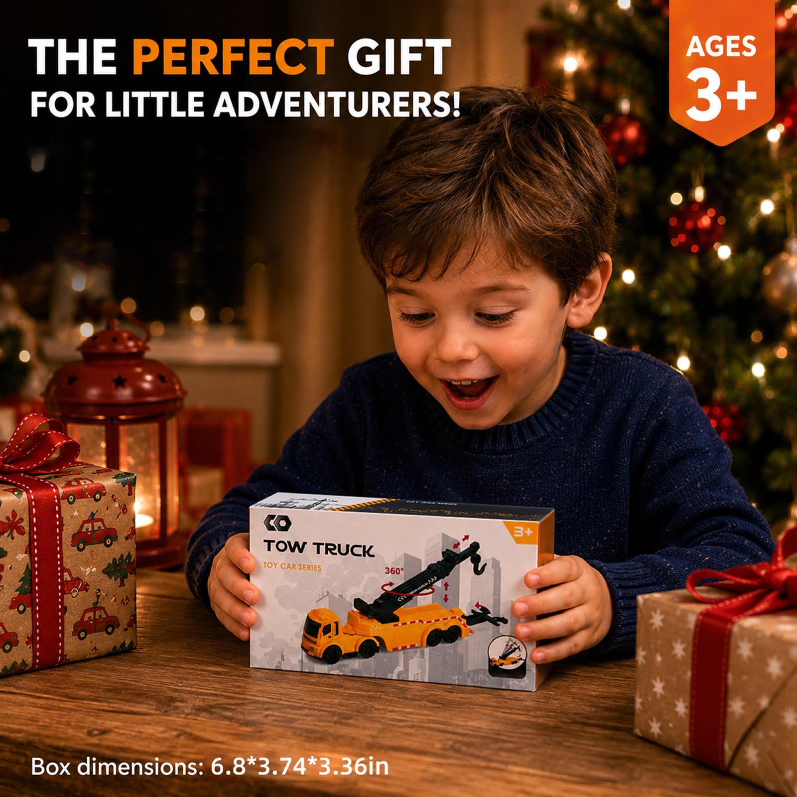 GizmoVine Tow Truck Toy - 26cm Metal Rescue Vehicle with 360° Rotating Crane Boom | Ages 3-10 7