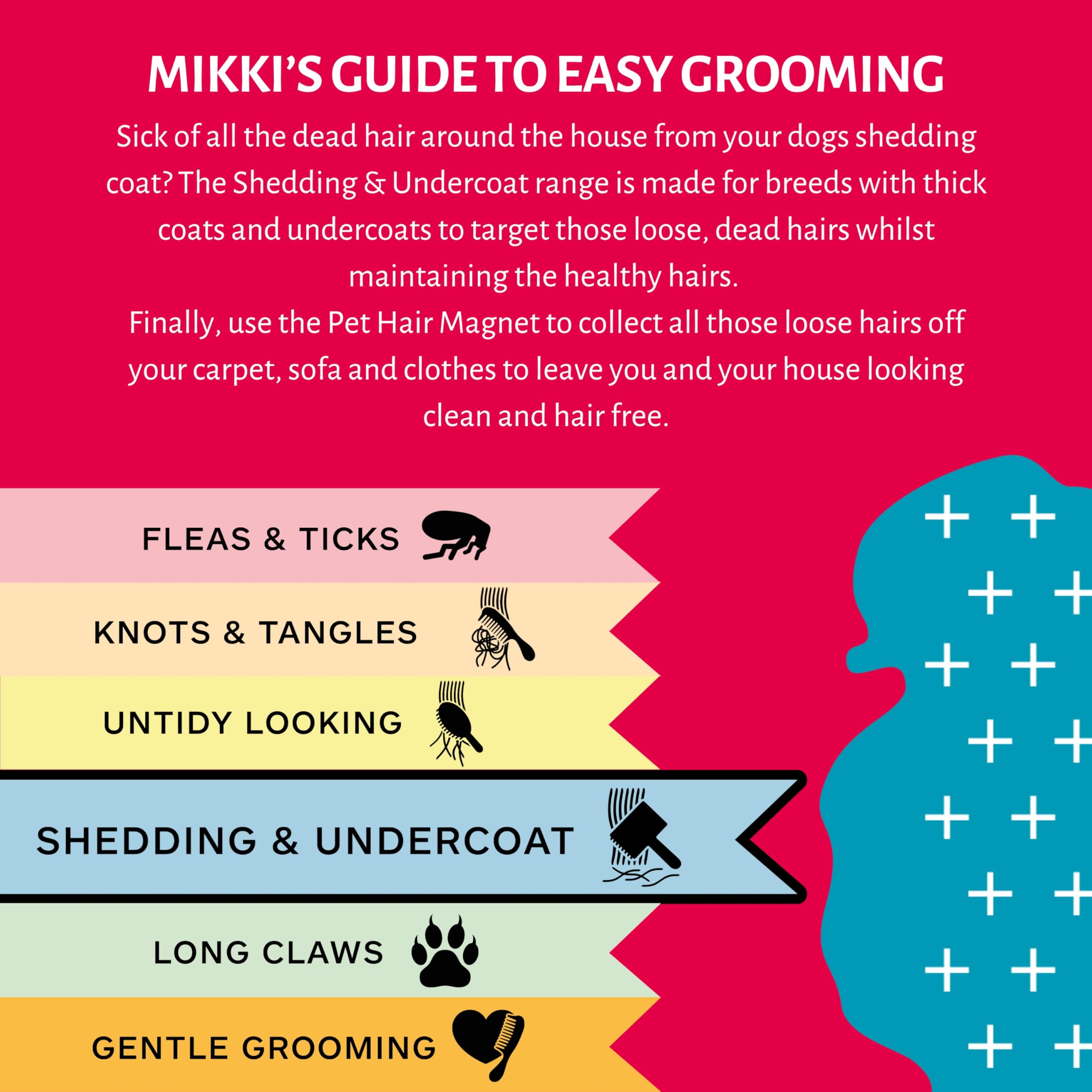 Mikki Soft Pin Slicker Brush - Removes Knots & Dead Hair | Ergonomic Handle | Small Size 8