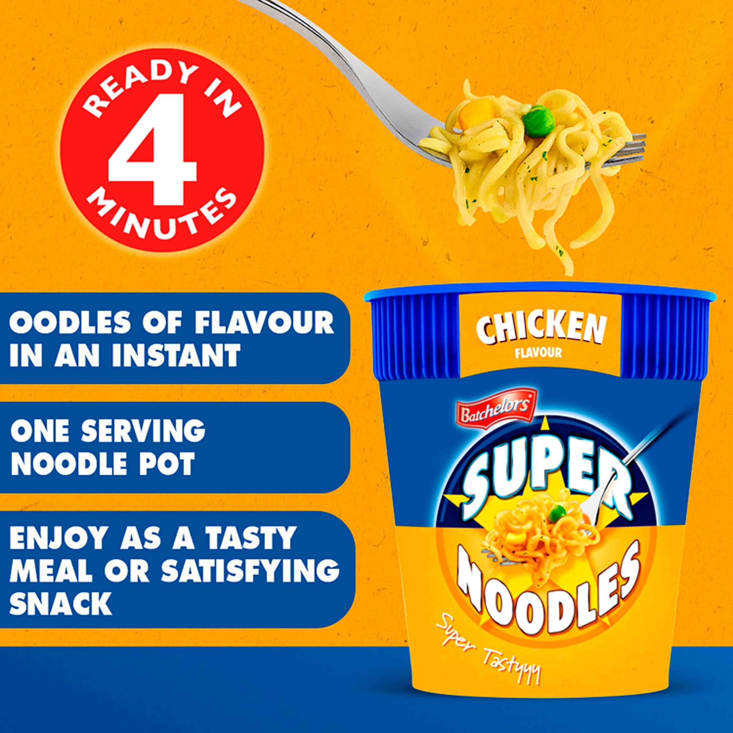 Batchelors Big Super Noodles Chicken Flavour Instant Snack Pot - 100 g (Pack of 6) 3