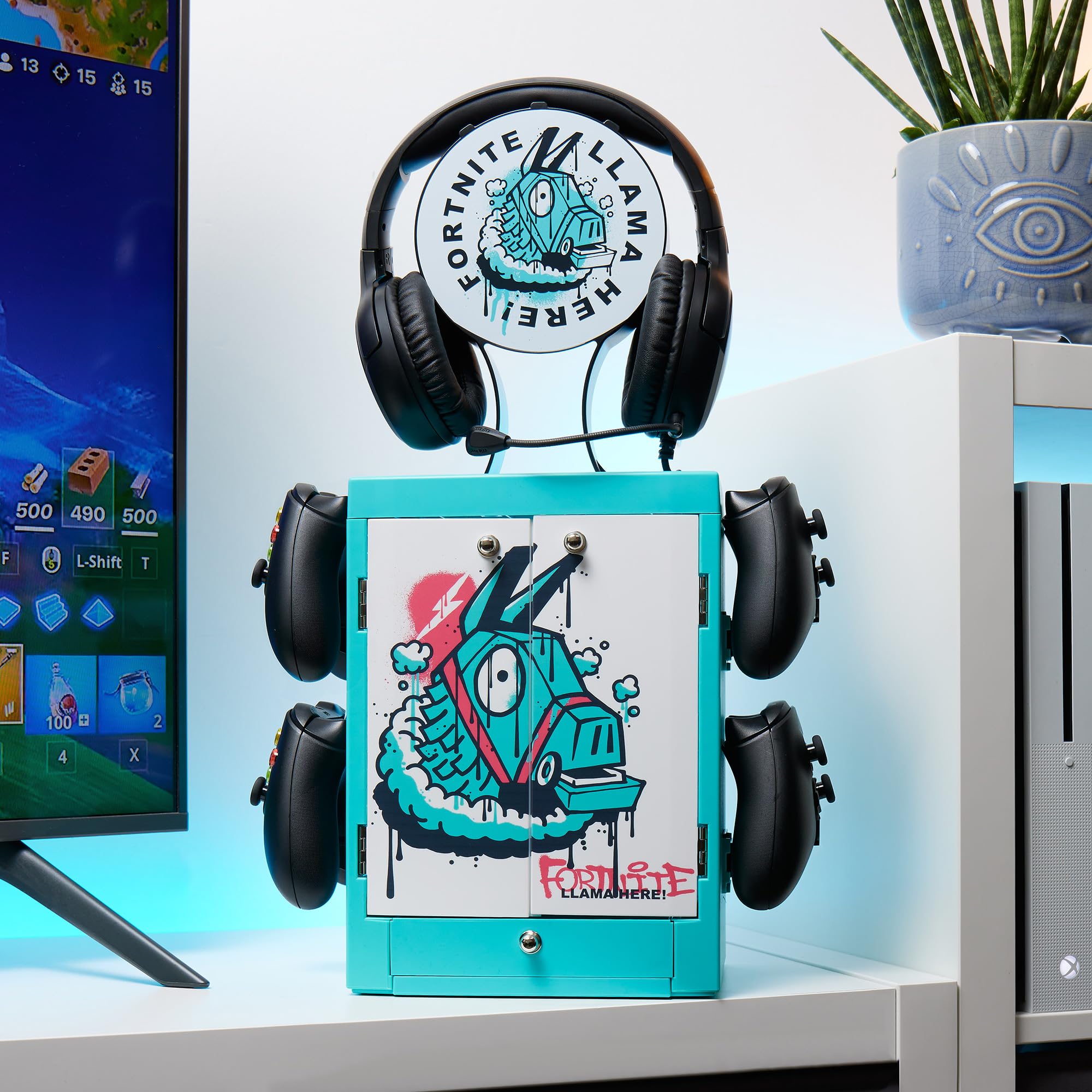 Fortnite Llama Gaming Locker - Universal Storage Stand for Games, Controllers & Headset by Numskull