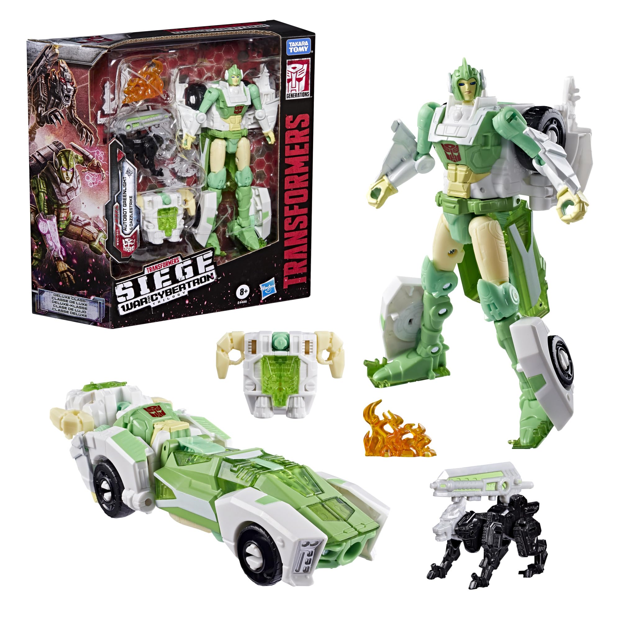 Transformers Generations War for Cybertron: Siege Autobot Greenlight & Dazzlestrike 14 cm Deluxe Class Action Figures | Ages 8+ | Green 5