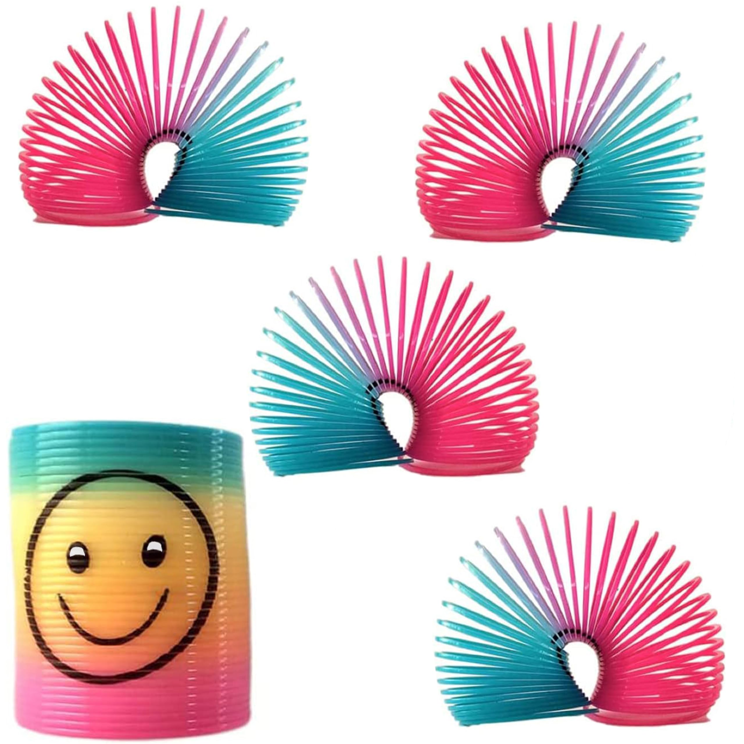 SHATCHI 6Pcs Rainbow Smile Face Spring Toys - Stretches Up to 1 Meter | Plastic 4