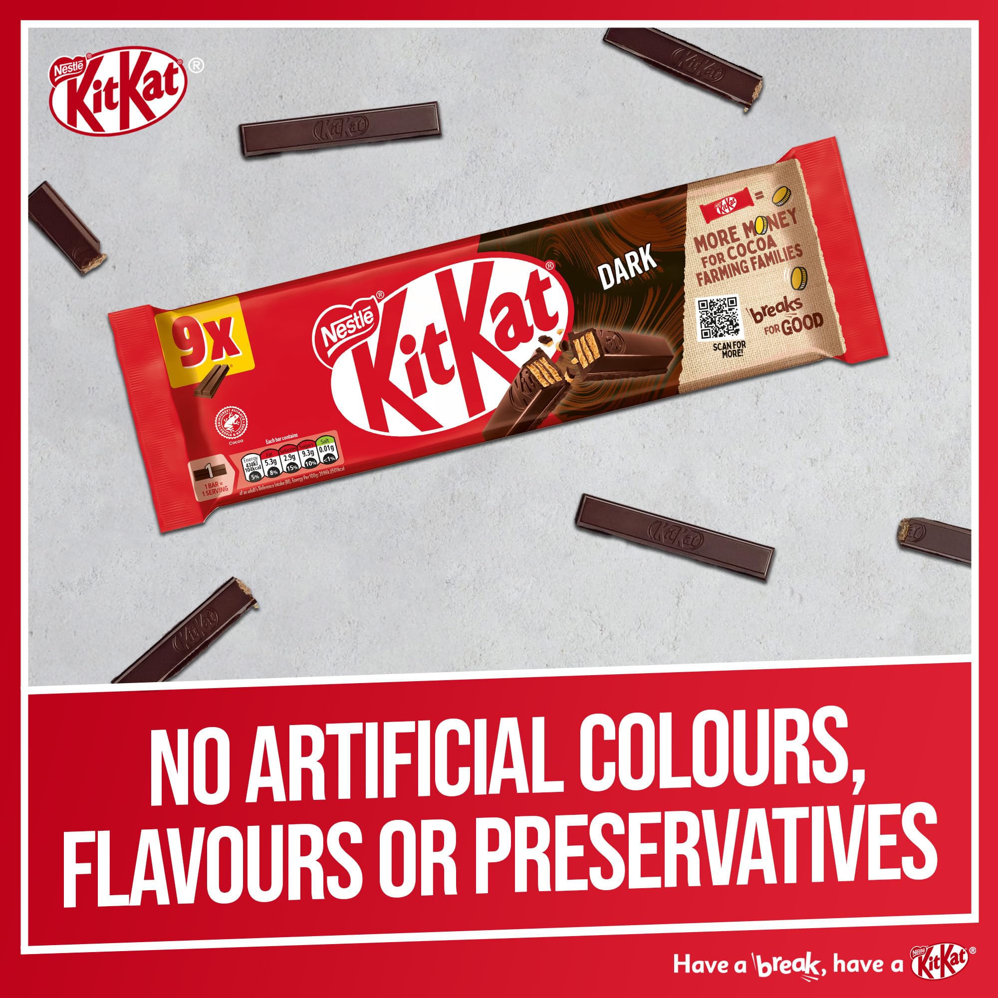 KitKat 2 Finger Zartbitterschokoladenkeksriegel – 8er-Pack (8 x 20,7 g) | Knusprige Waffeln und zarter Zartbitterschokoladensnack 3