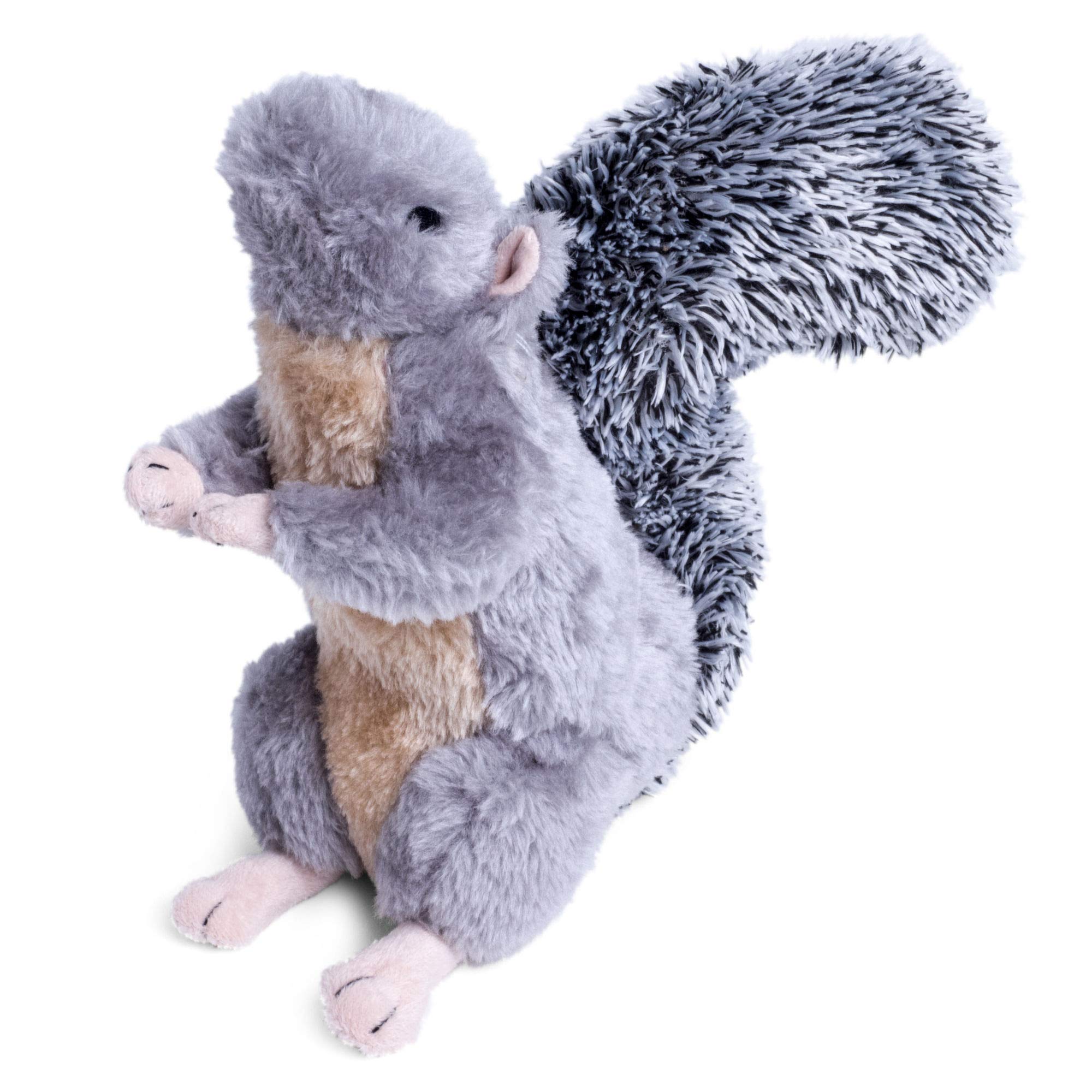 Petface Cyril The Squirrel Plush Dog Toy with Built-In Squeaker | Washable, Grey & Brown