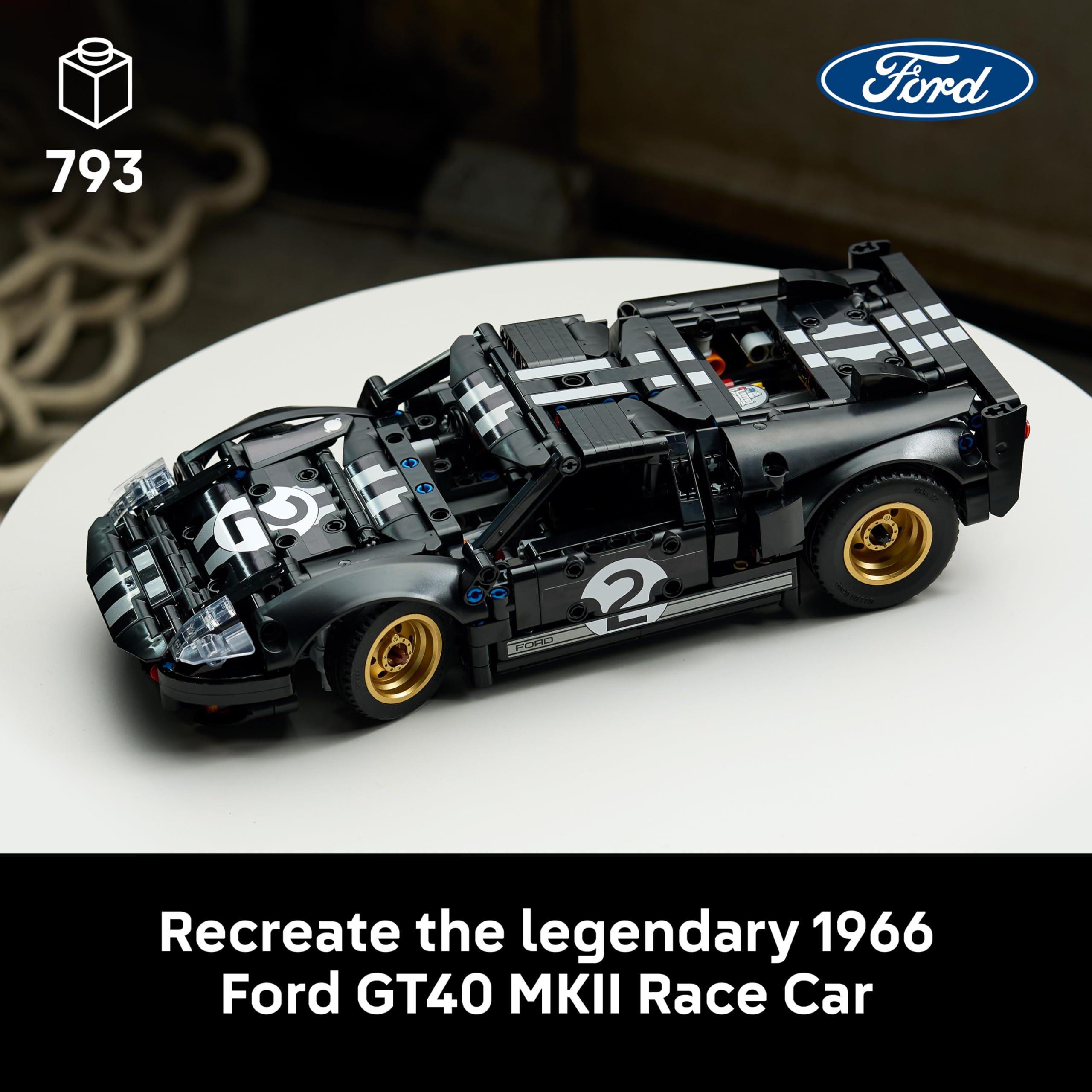 LEGO Technic 1966 Ford GT40 MKII Race Car Building Set | Model 42223 | Ages 18+