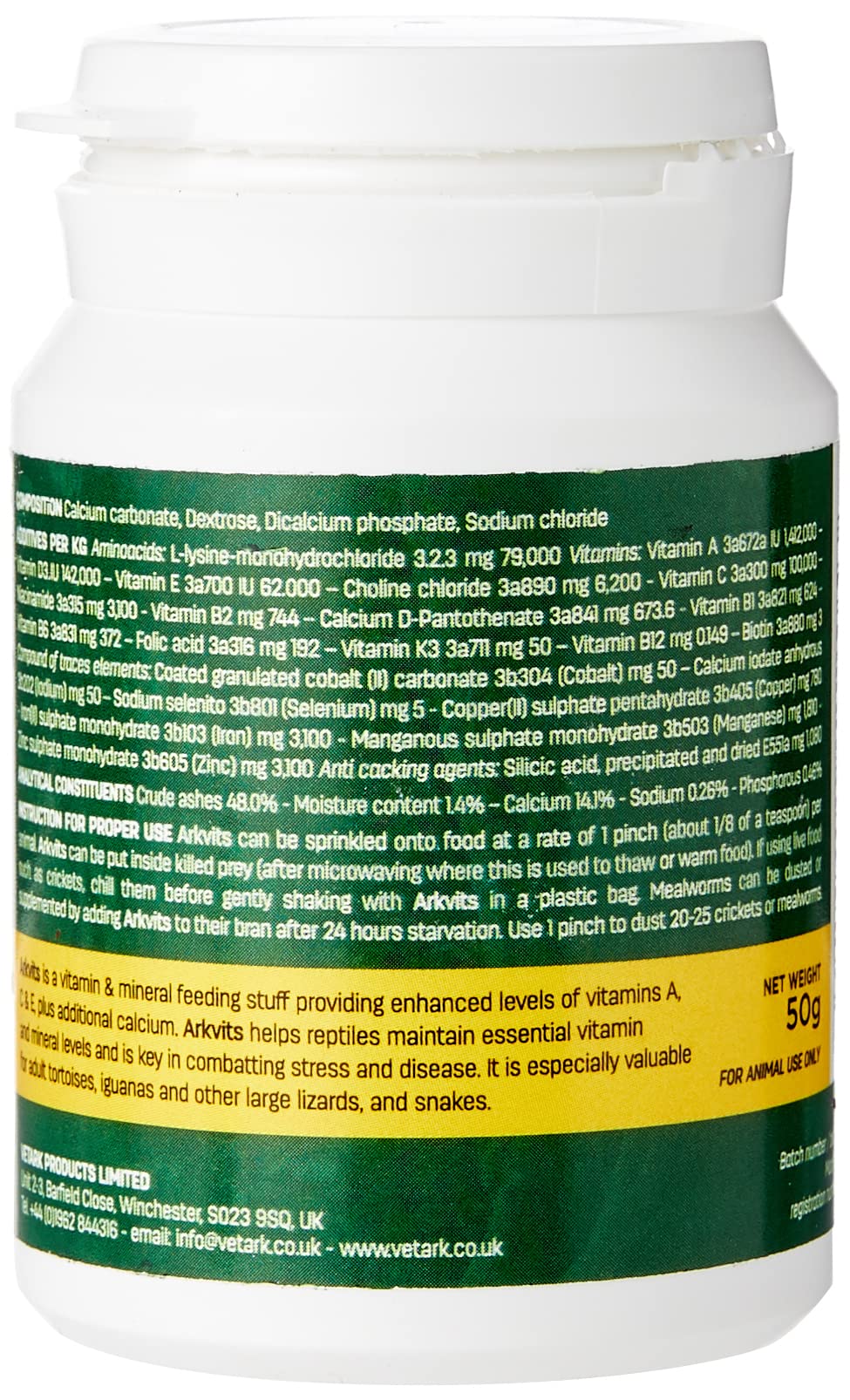 Vetark Arkvits Vitamin Mineral Supplement for Adult Reptiles and Amphibians - 50g 3