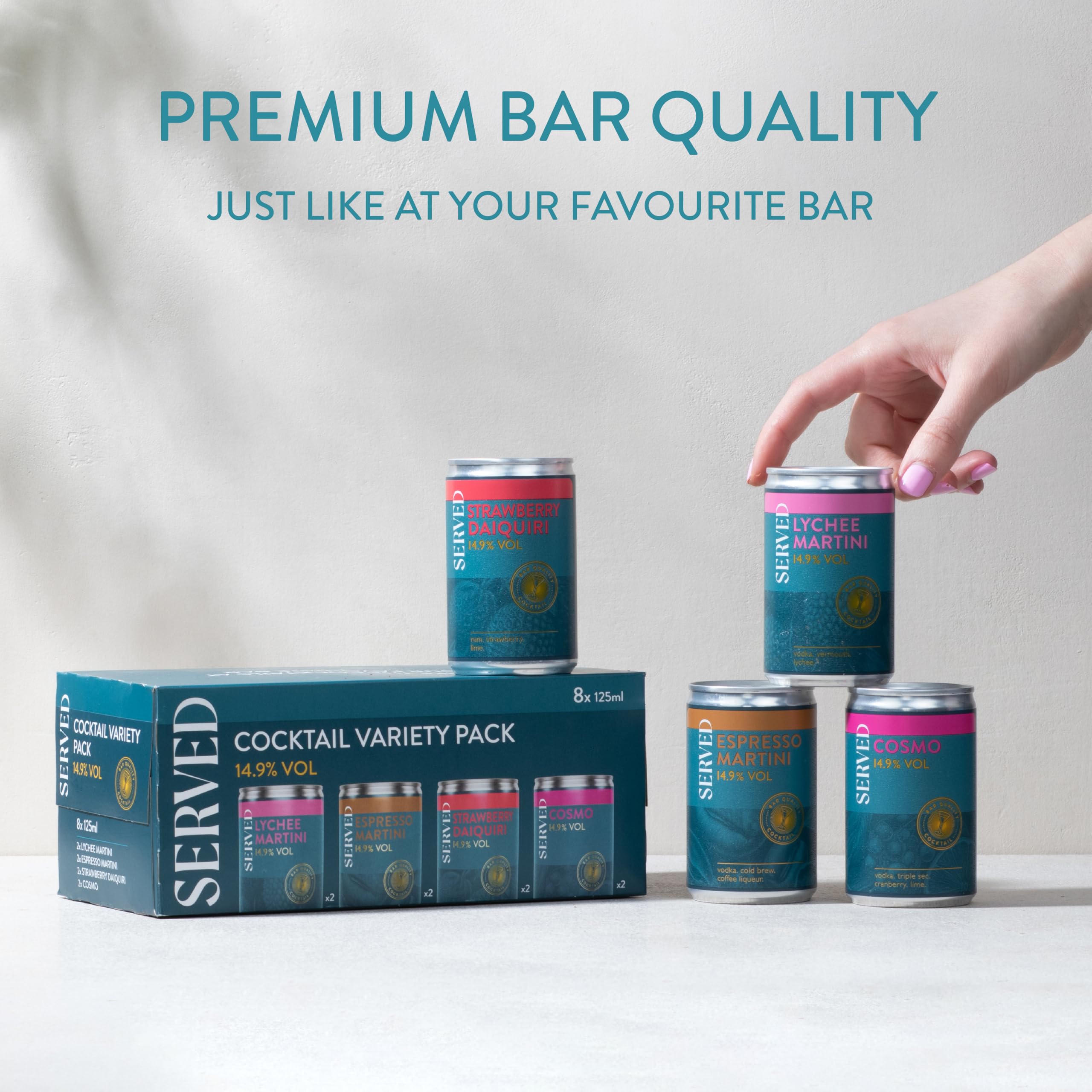 SERVED Cocktail Variety Pack - 14.9% ABV Bar Strength Ready to Drink | 8 Cans 4