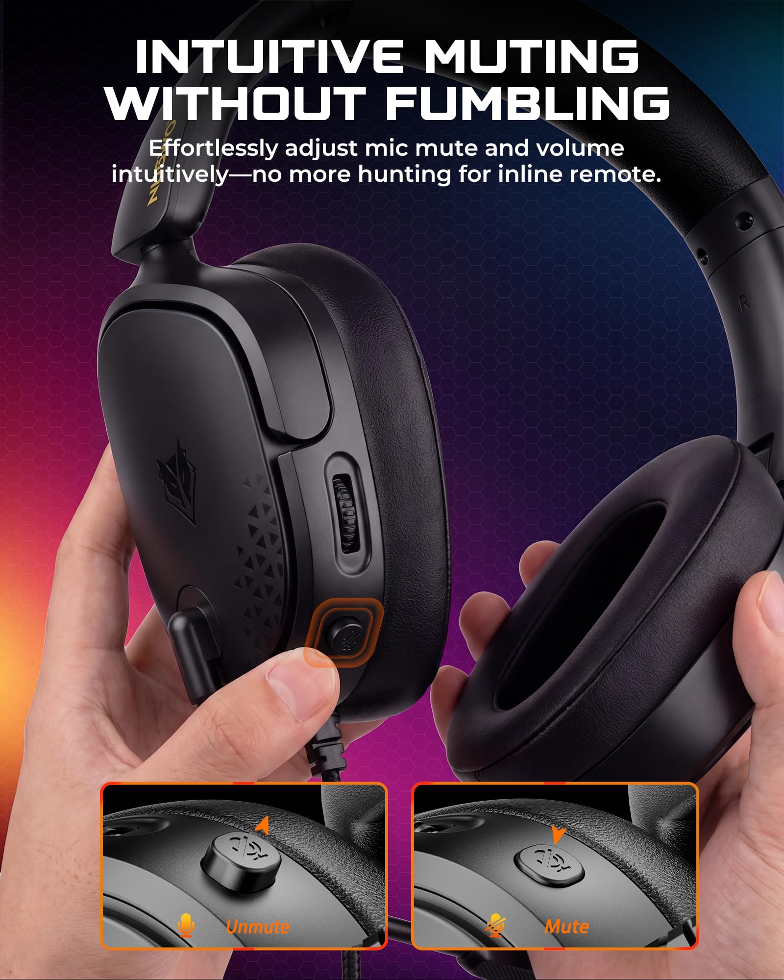 NUBWO HG04L Gaming Headset - Hi-Fi Stereo Sound, Clear Mic, Ergonomic Controls | Black 4