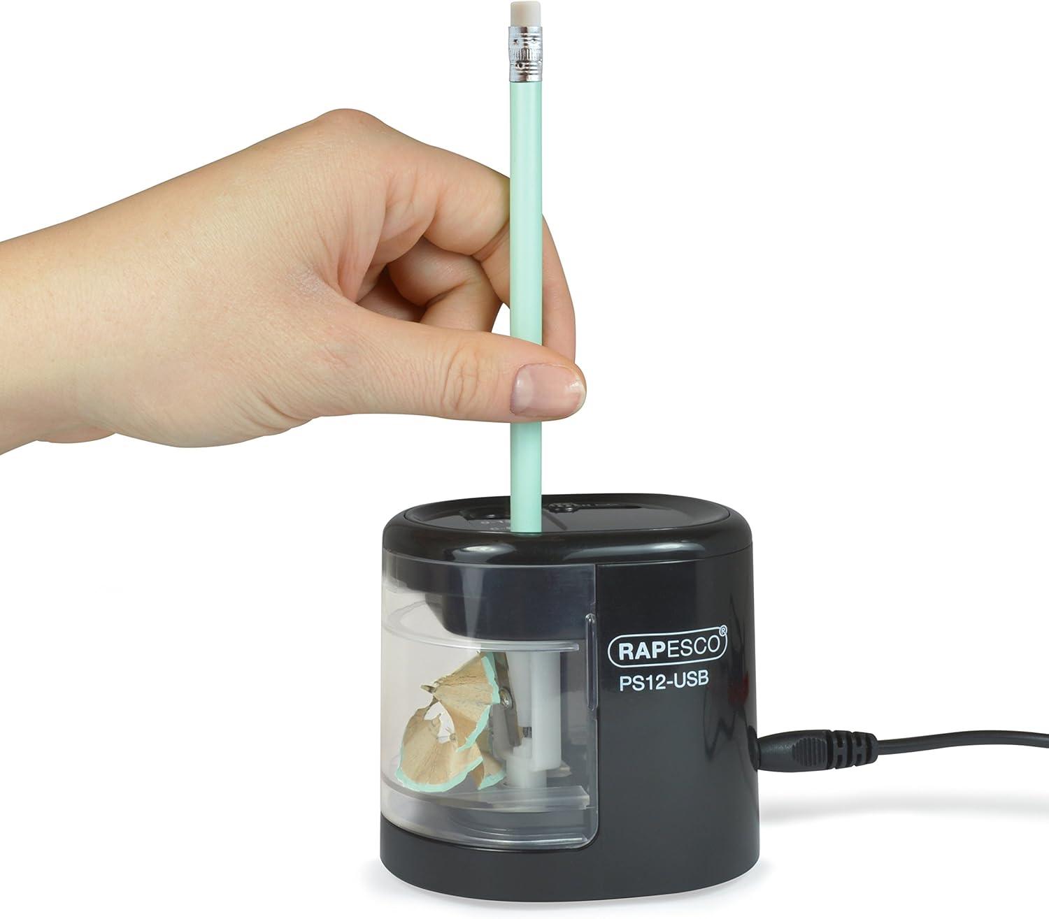Rapesco 1449 Automatic Electric USB/Battery Pencil Sharpener, Black 3
