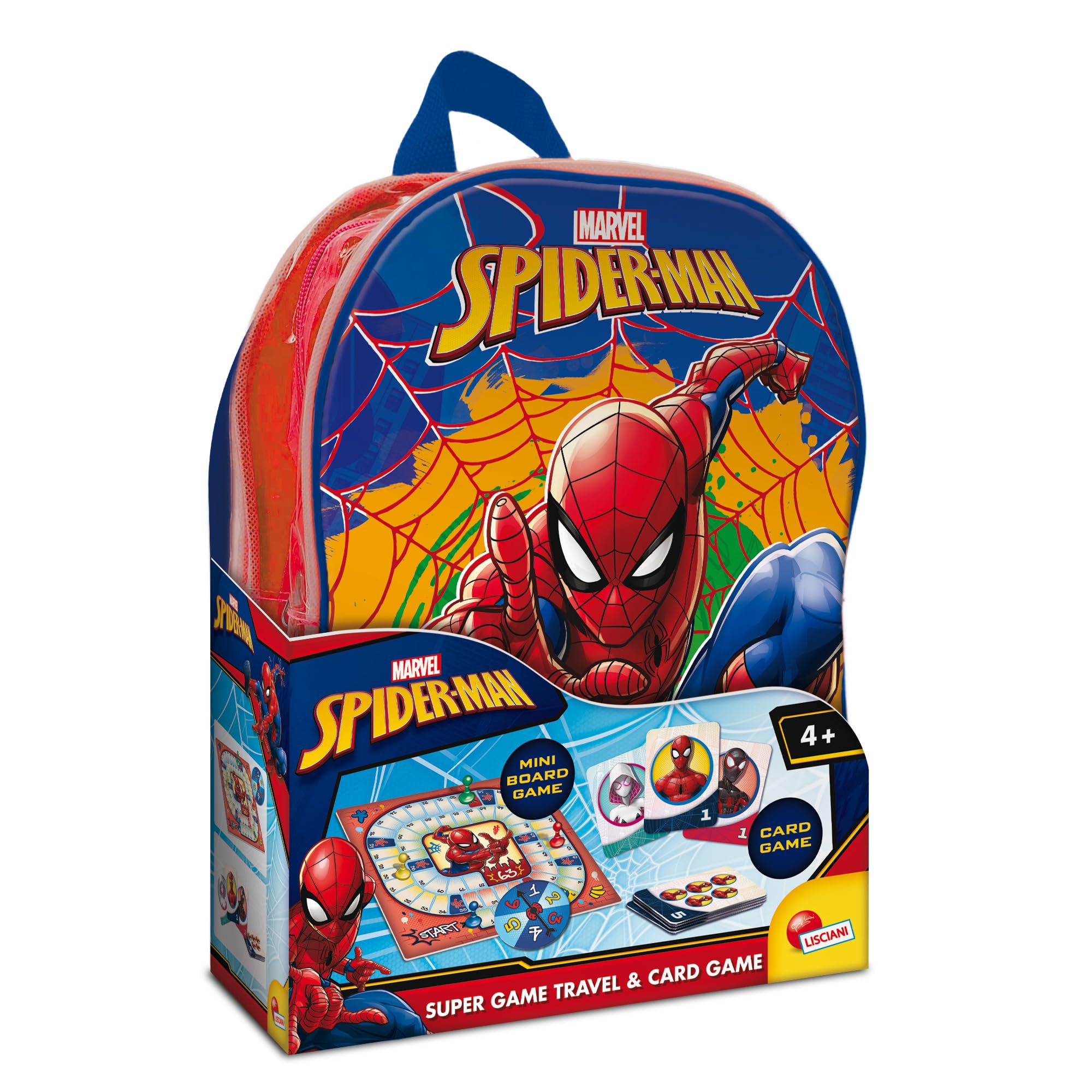 Liscianigiochi Spider-Man Super Game Backpack with Board & Card Games for Ages 6+