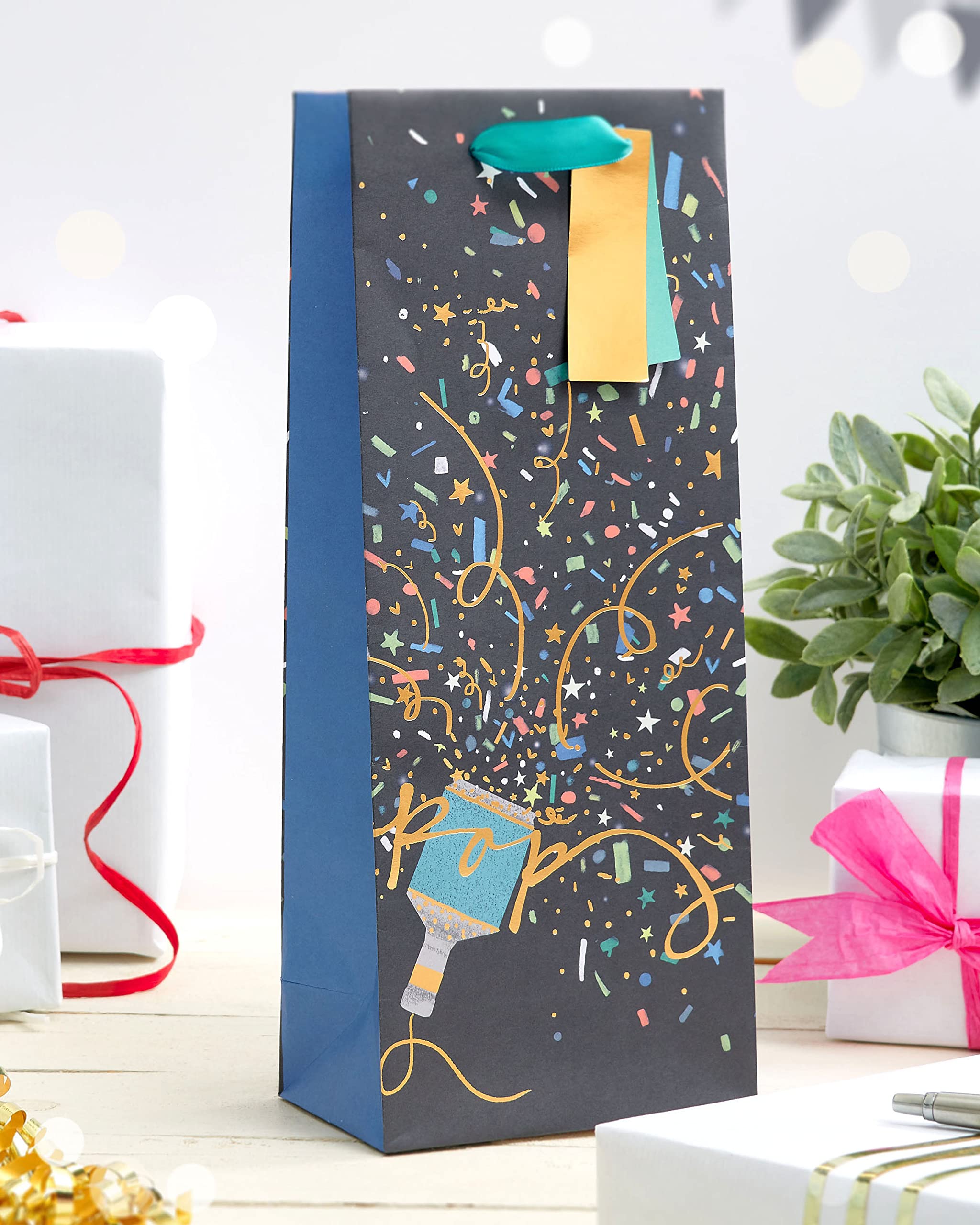 UK Greetings Bottle Bag - Party Popper Design | Ideal for Wine/Spirits | FSC Certified Paper 5