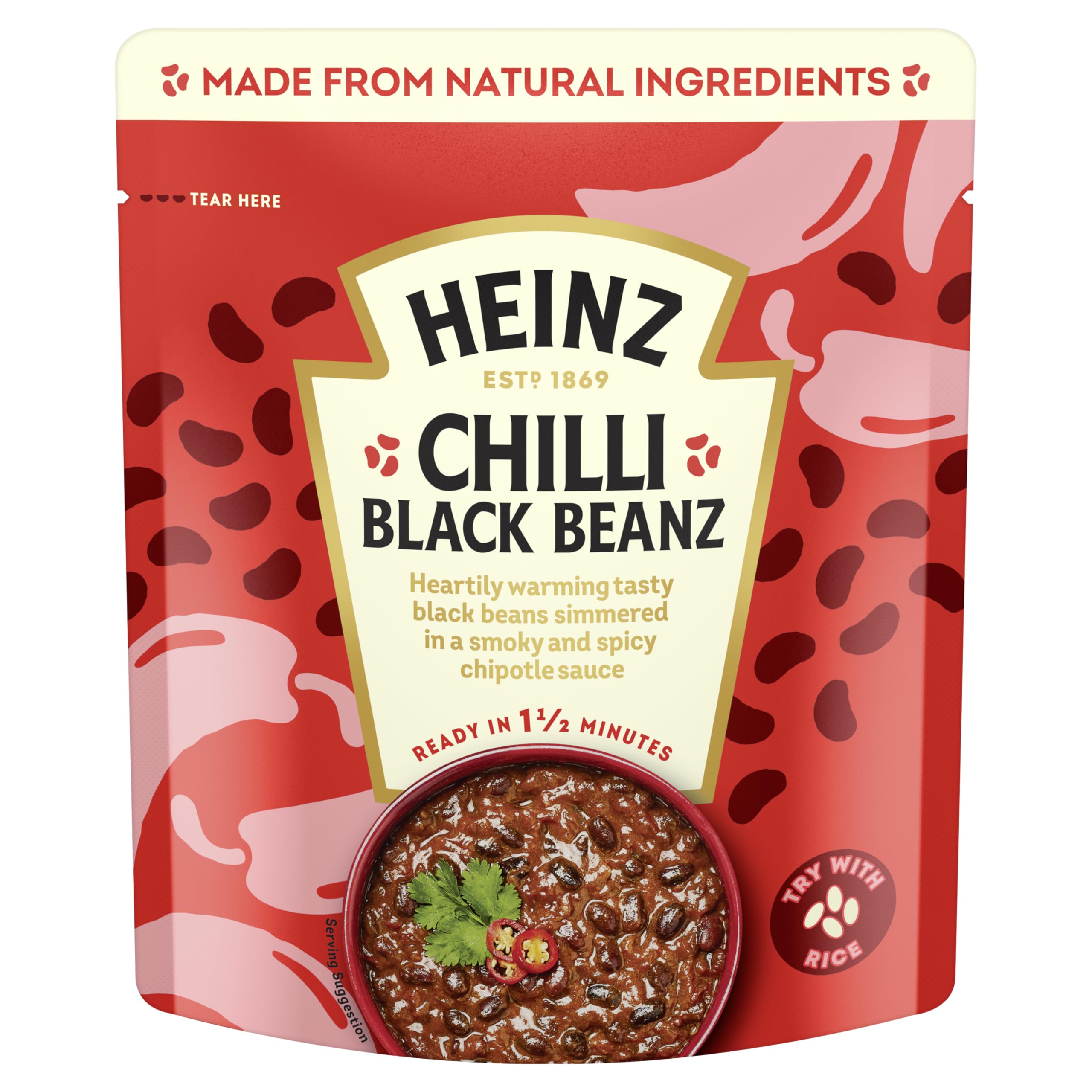 HEINZ Chilli Black Beans with Chipotle Chilli - Meal for One | Source of Protein | Ready in 1.5 Mins