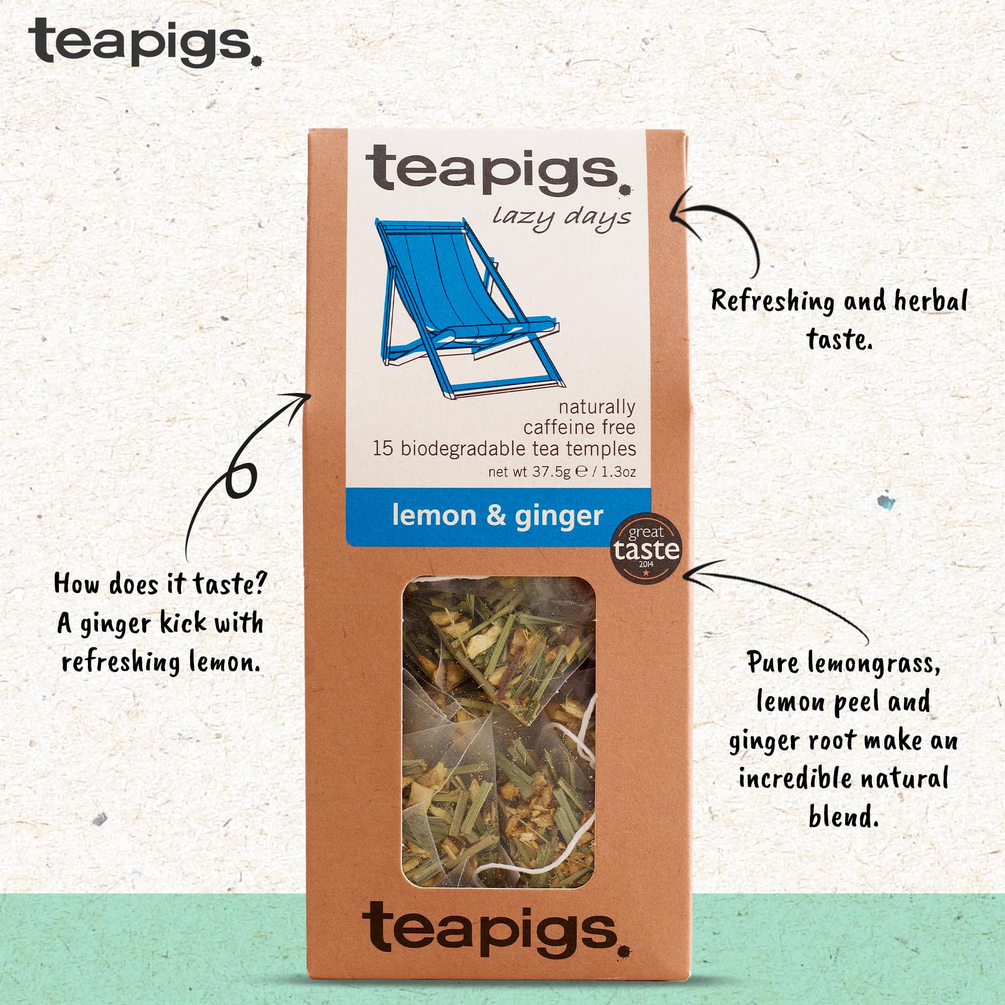 teapigs Lemon and Ginger Herbal Tea Bags | 15 Count | Caffeine-Free Infusion 3