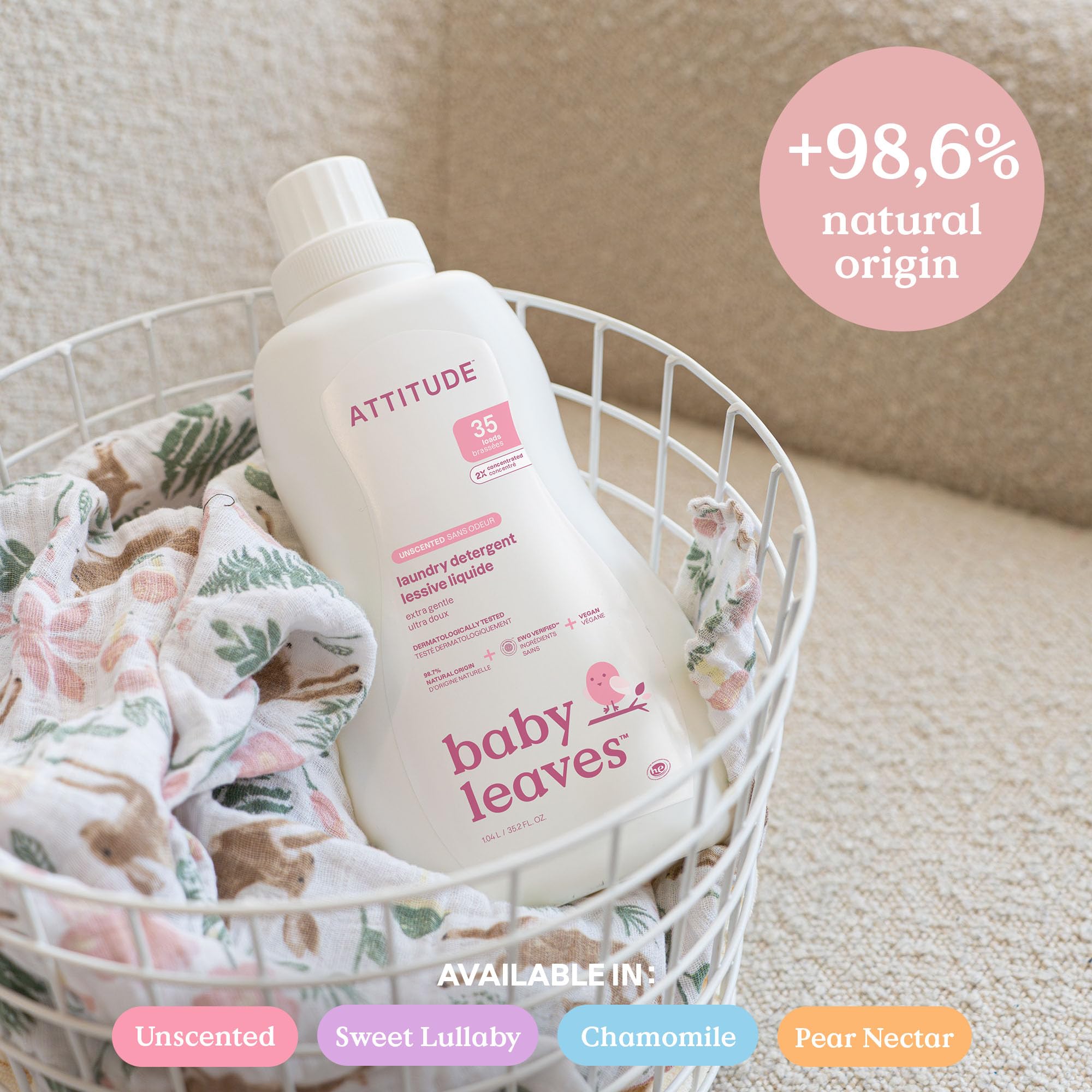 ATTITUDE Baby Laundry Detergent Liquid, EWG Verified, Sweet Lullaby Scent, 1.04 l 3