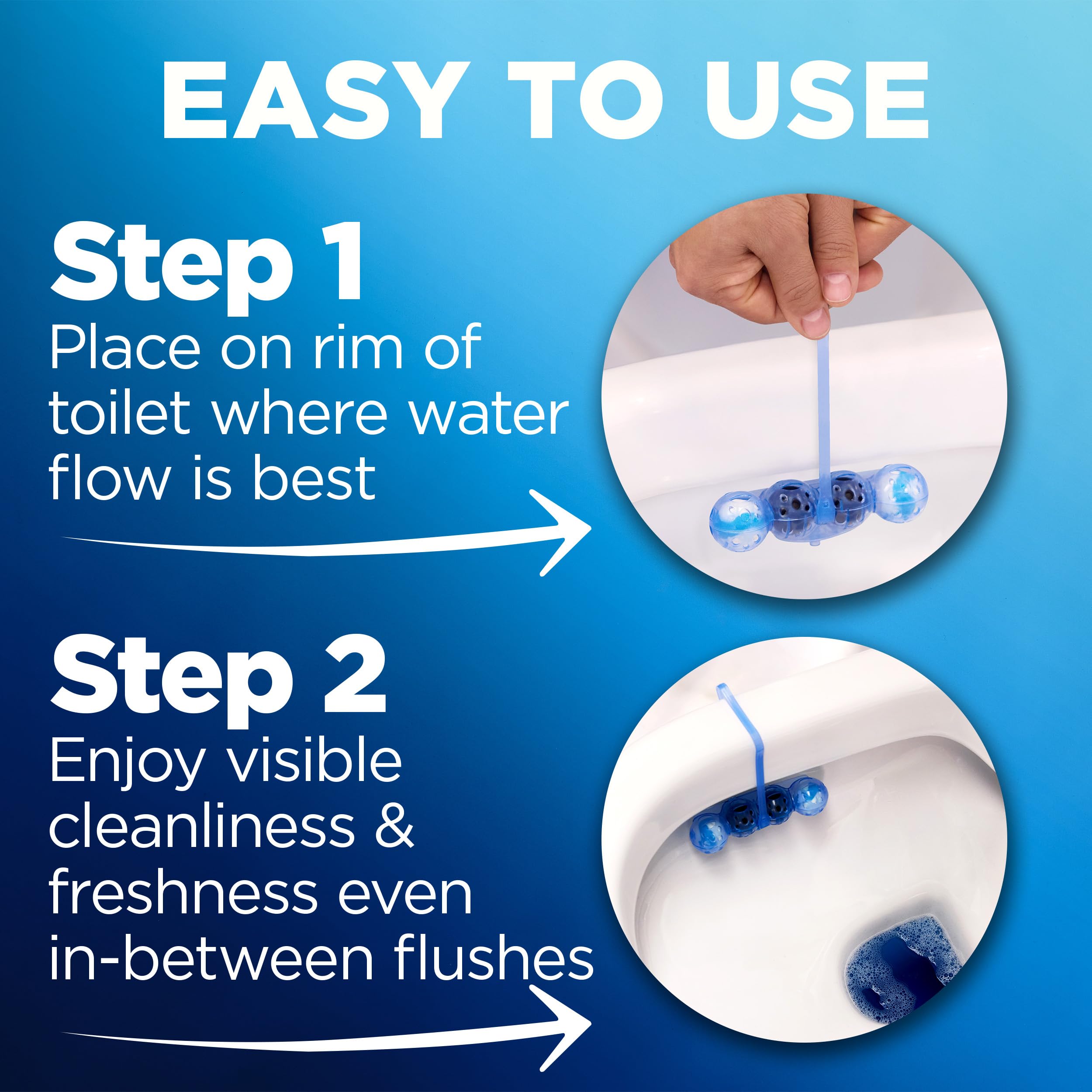 Bloo Self Active Bleach Toilet Rim Block - 4-Function Formula, Pack of 3 4