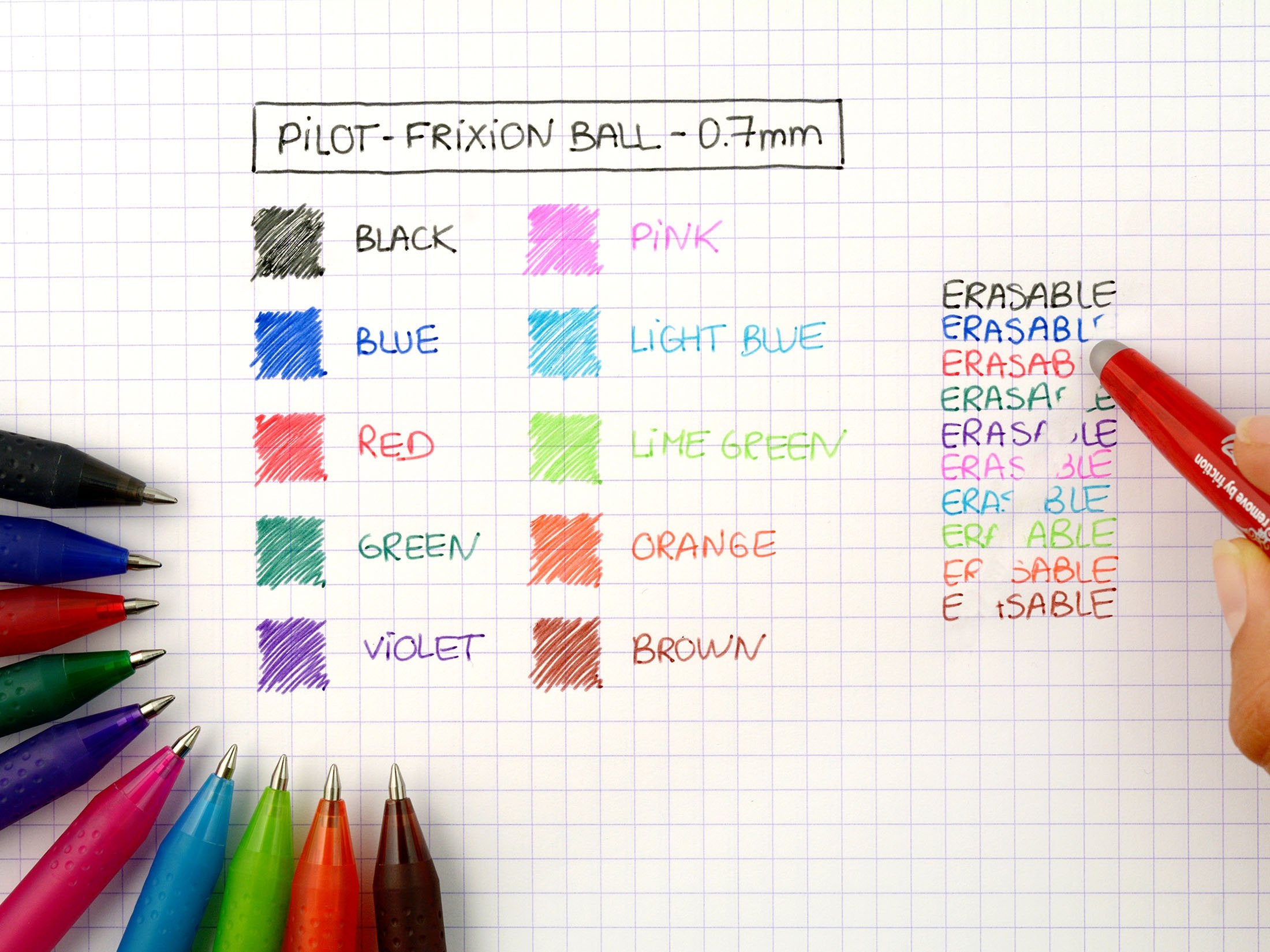 Pilot Frixion Erasable Rollerball 0.7 mm Tip - Black/Red/Blue, Pack of 3 6