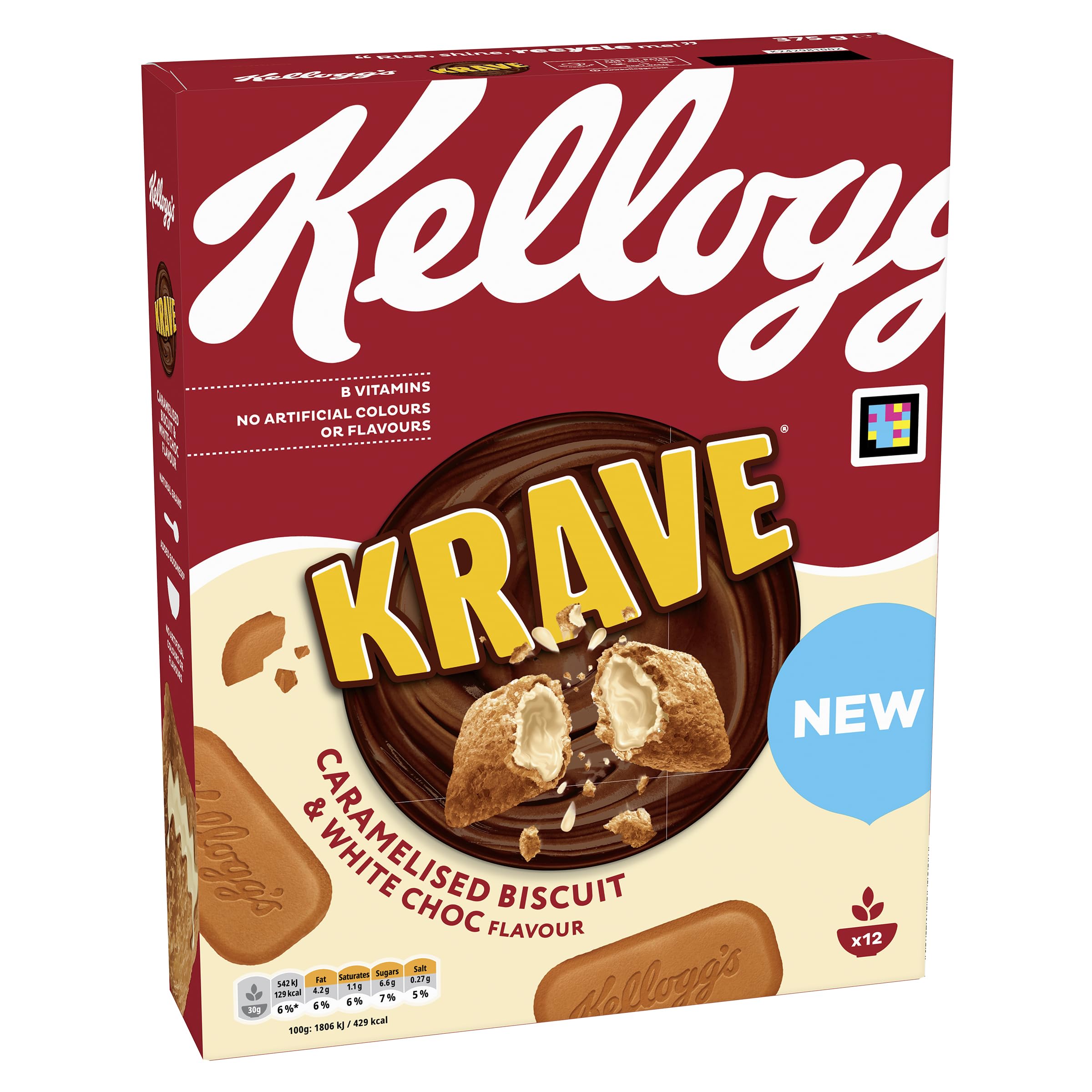 Kellogg's Krave Caramelised Biscuit Cold Cereal - White Chocolate Filling | 375g 2