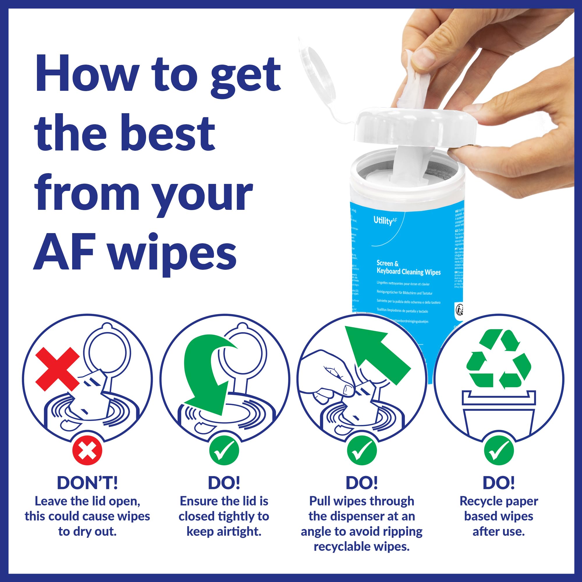 AF Utility Screen and Keyboard Cleaning Wipes - 60 Count Pre-moistened Anti-Static Formula 6
