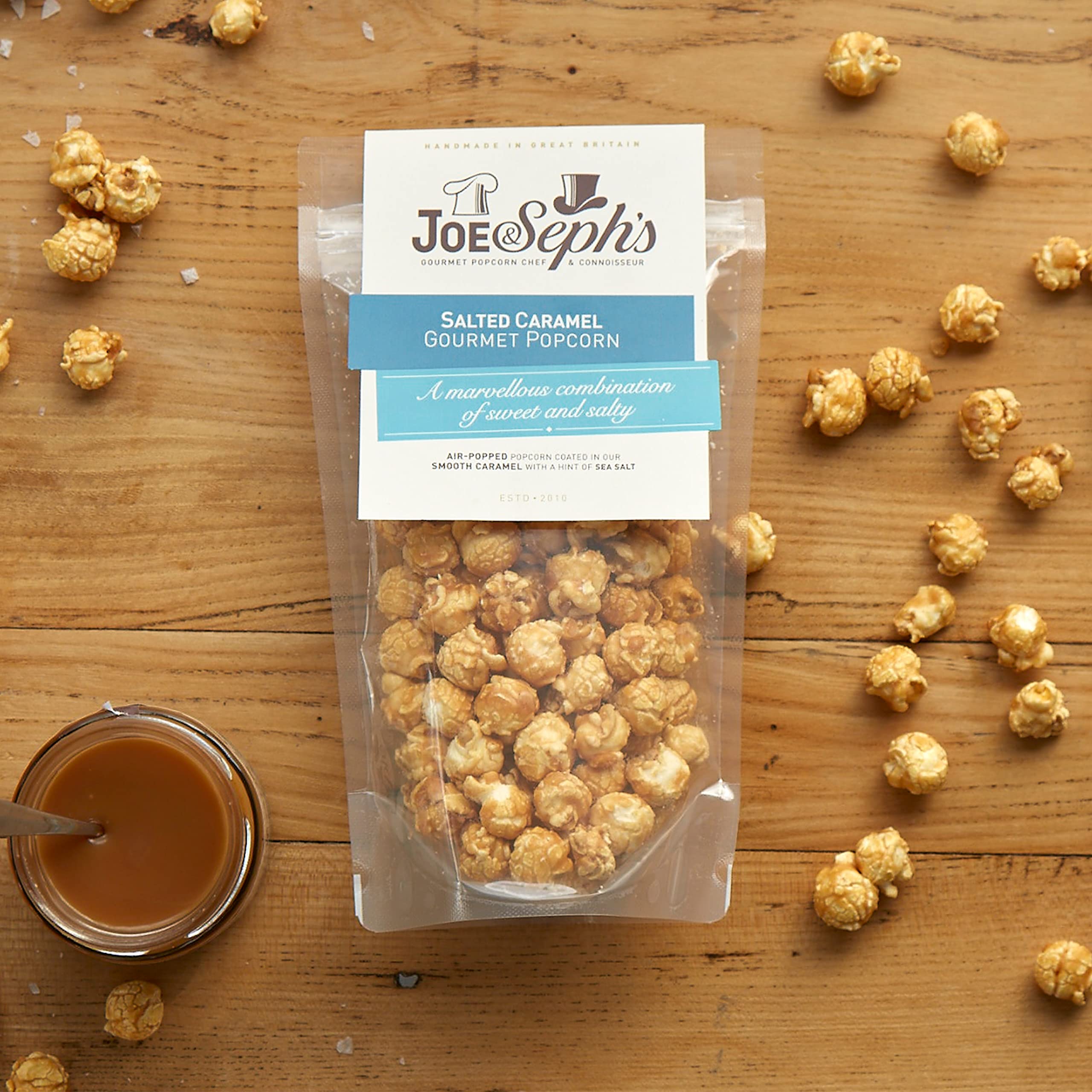 Joe &amp; Seph's Salted Caramel Popcorn (80 g) – Gourmet-Popcorn aus der Heißluftmaschine, handgefertigt in Großbritannien, Gewinner des Great Taste Award mit 2 goldenen Sternen