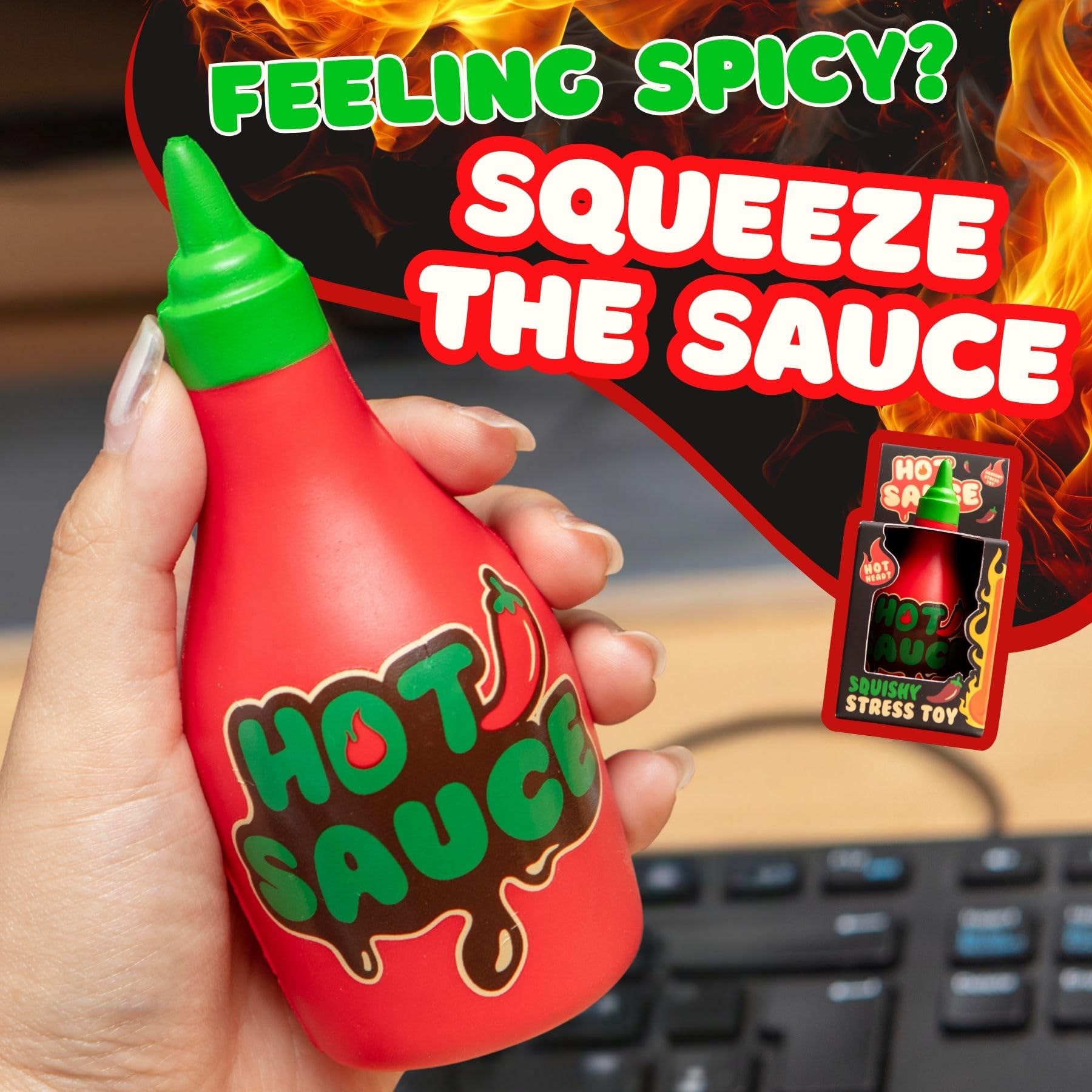 Boxer Gifts Hot Sauce Stress Toy - Squishy Fidget for Anxiety Relief | Red PVC | Unisex Adult