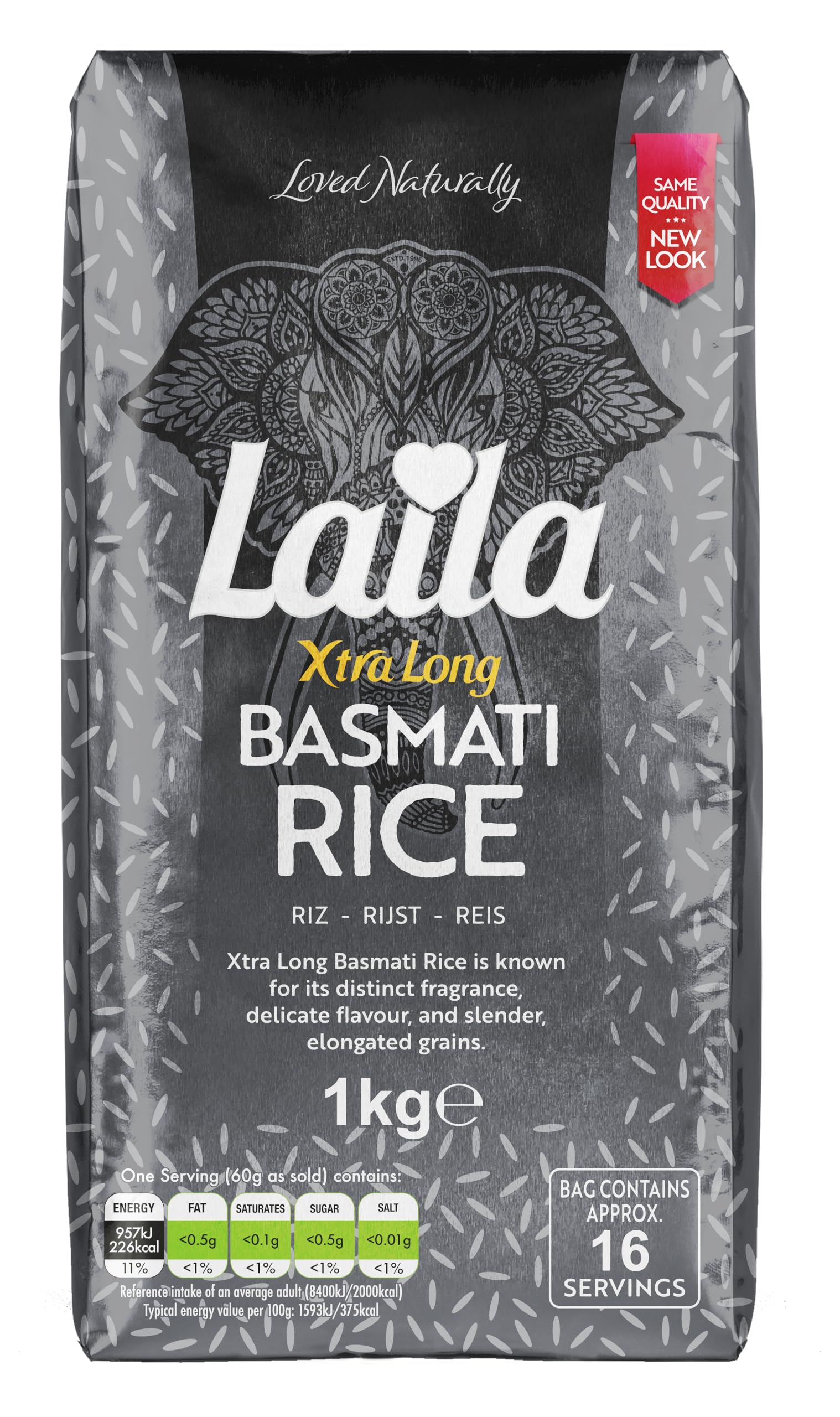 LAILA Extra Long Basmati Rice - 1kg Aged Grain for Fluffy, Aromatic Dishes 1