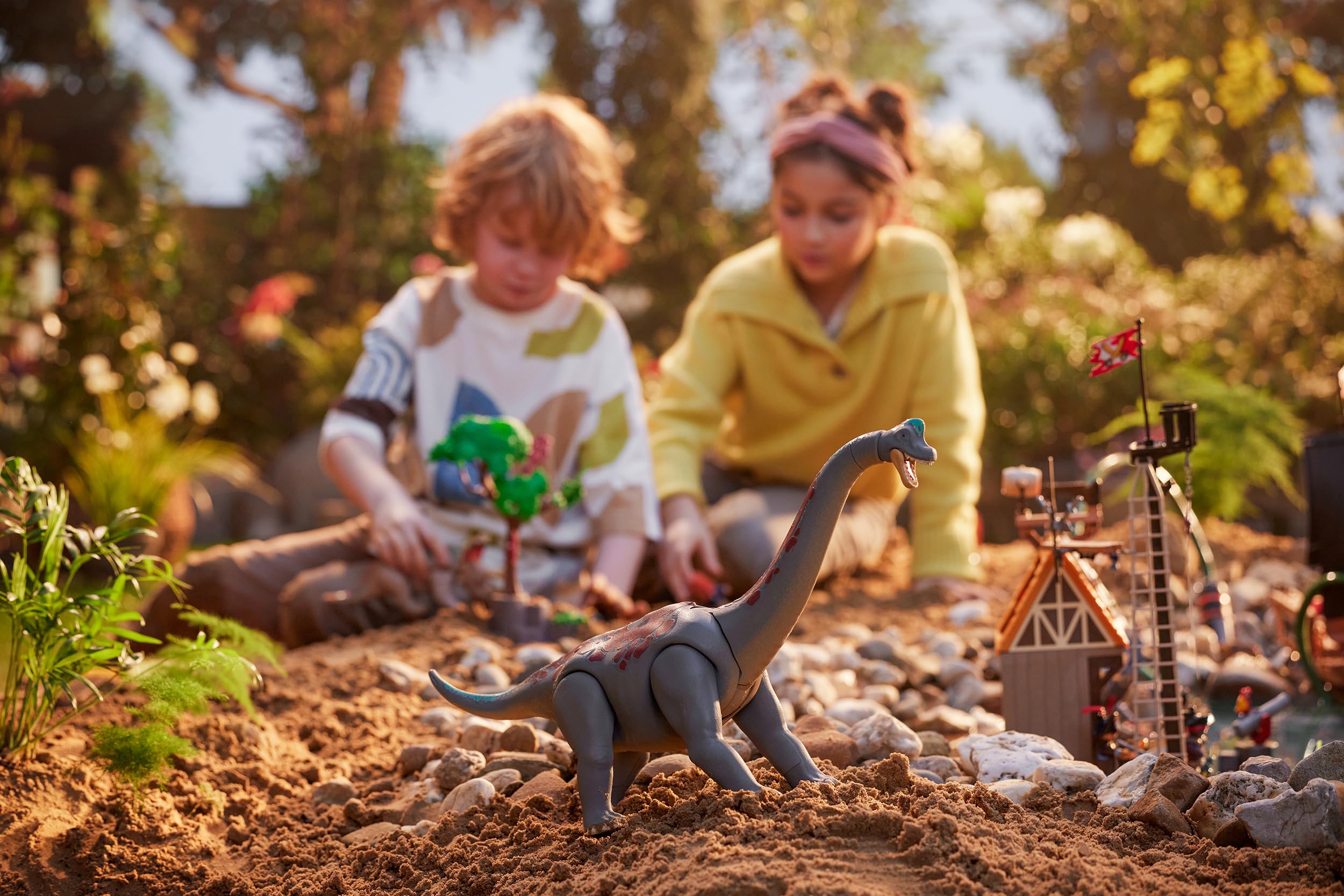 Playmobil Dinos Brachiosaurus Encounter with Hovercraft - Action Playset for Kids 4-10