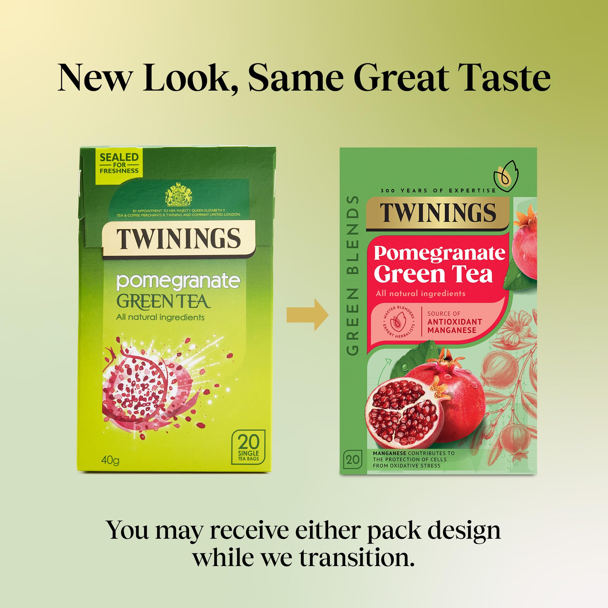 Twinings Green Tea & Pomegranate Tea Bags - 80 Count Multipack (4 x 20 Bags)