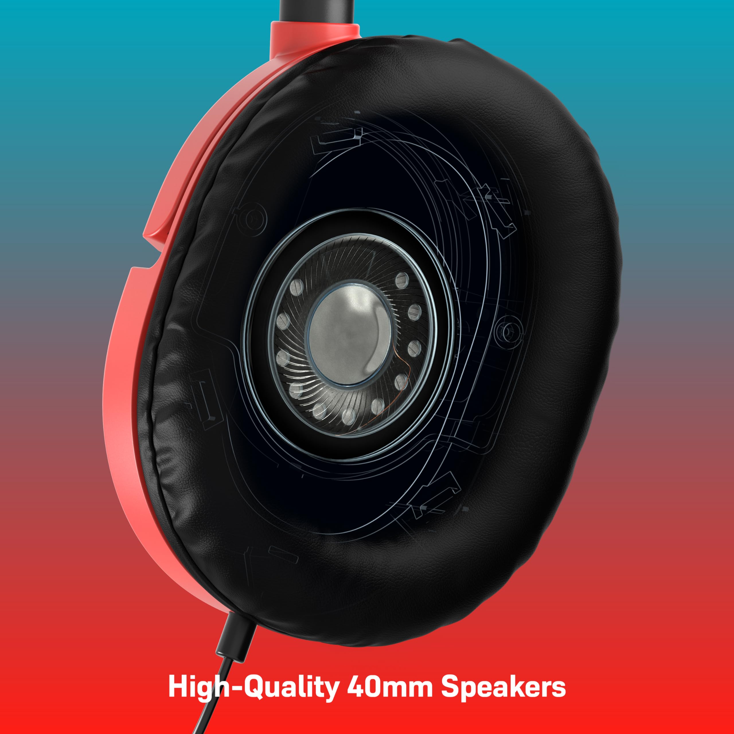 Turtle Beach Recon 50 Rot/Blau Gaming-Headset für Nintendo Switch, Xbox, PS4, PS5, PC und Mobilgeräte 8