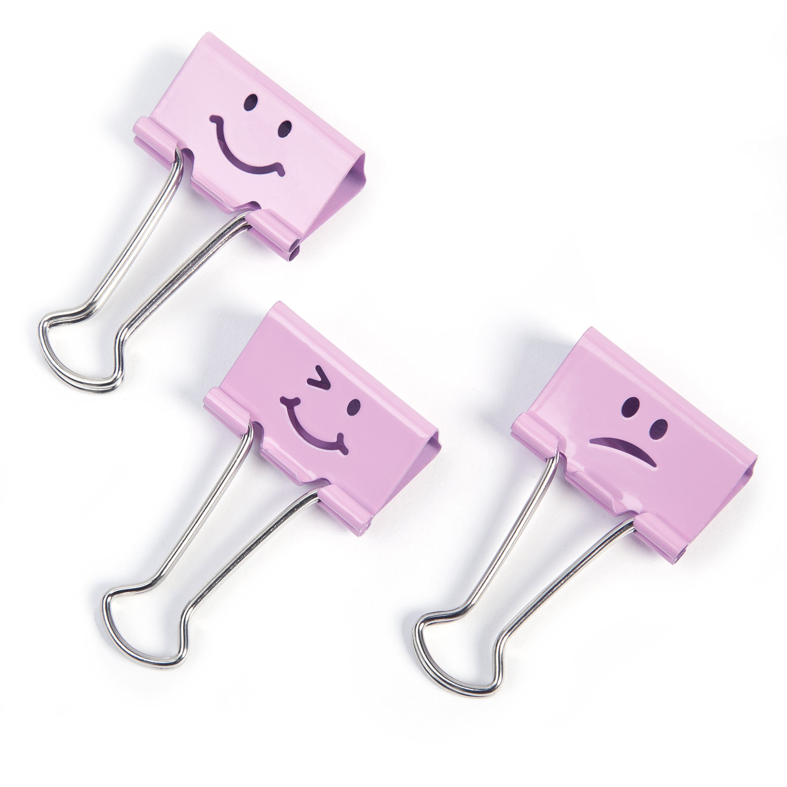 RAPESCO Fold-Back Binder Clips - 1-1/4-Inch, Assorted Emojis, Candy Pink, Box of 20