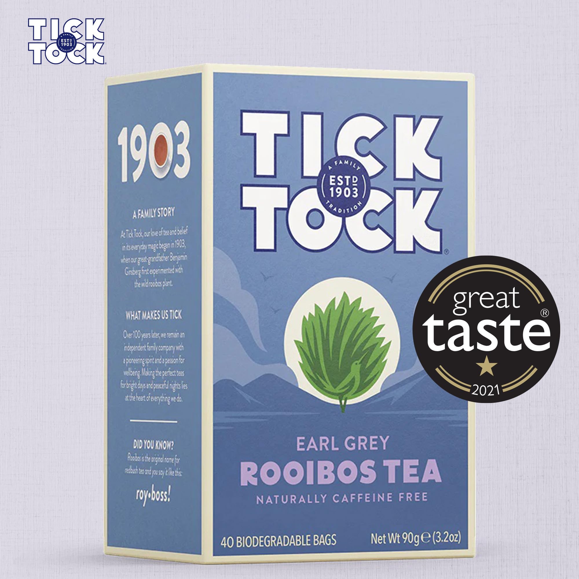 Tick ​​Tock Earl Grey Rooibos Tee - Natürlich entkoffeinierter Teebeutel 3