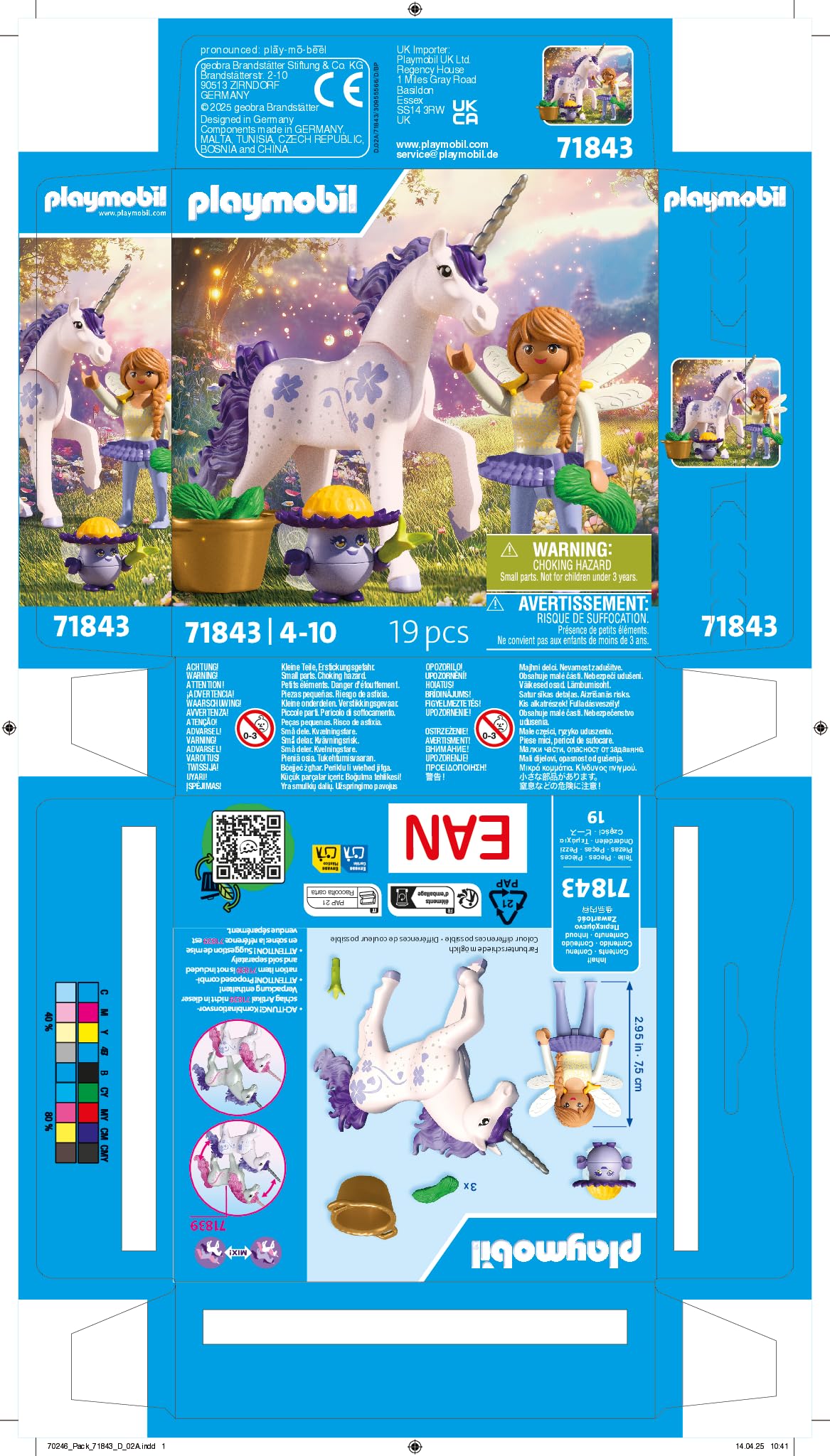 Playmobil | Magic Unicorns | Unicornio celeste con hada | Con detalles mágicos y accesorios intercambiables | Regalo perfecto para niños a partir de 4 años | 71841