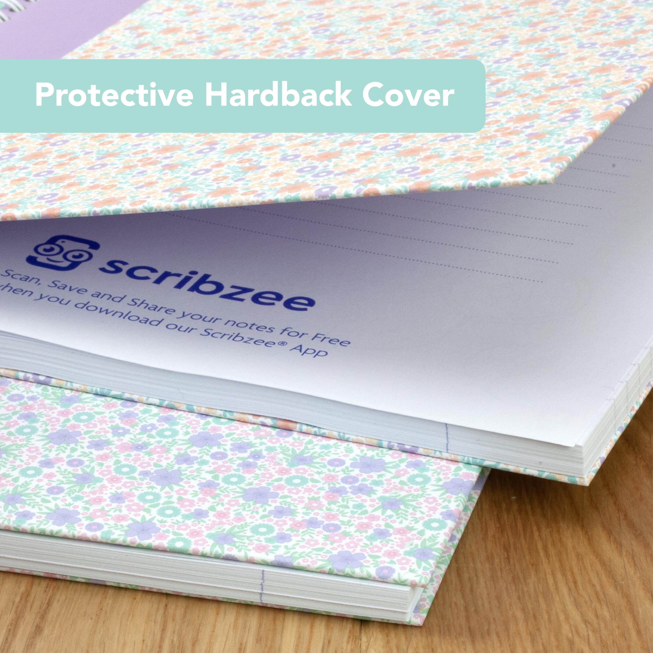 Oxford My Notes A4 Hardcover Wirebound Notebook Twin Pack (Floral & Bloom) | 140 Pages Ruled 3