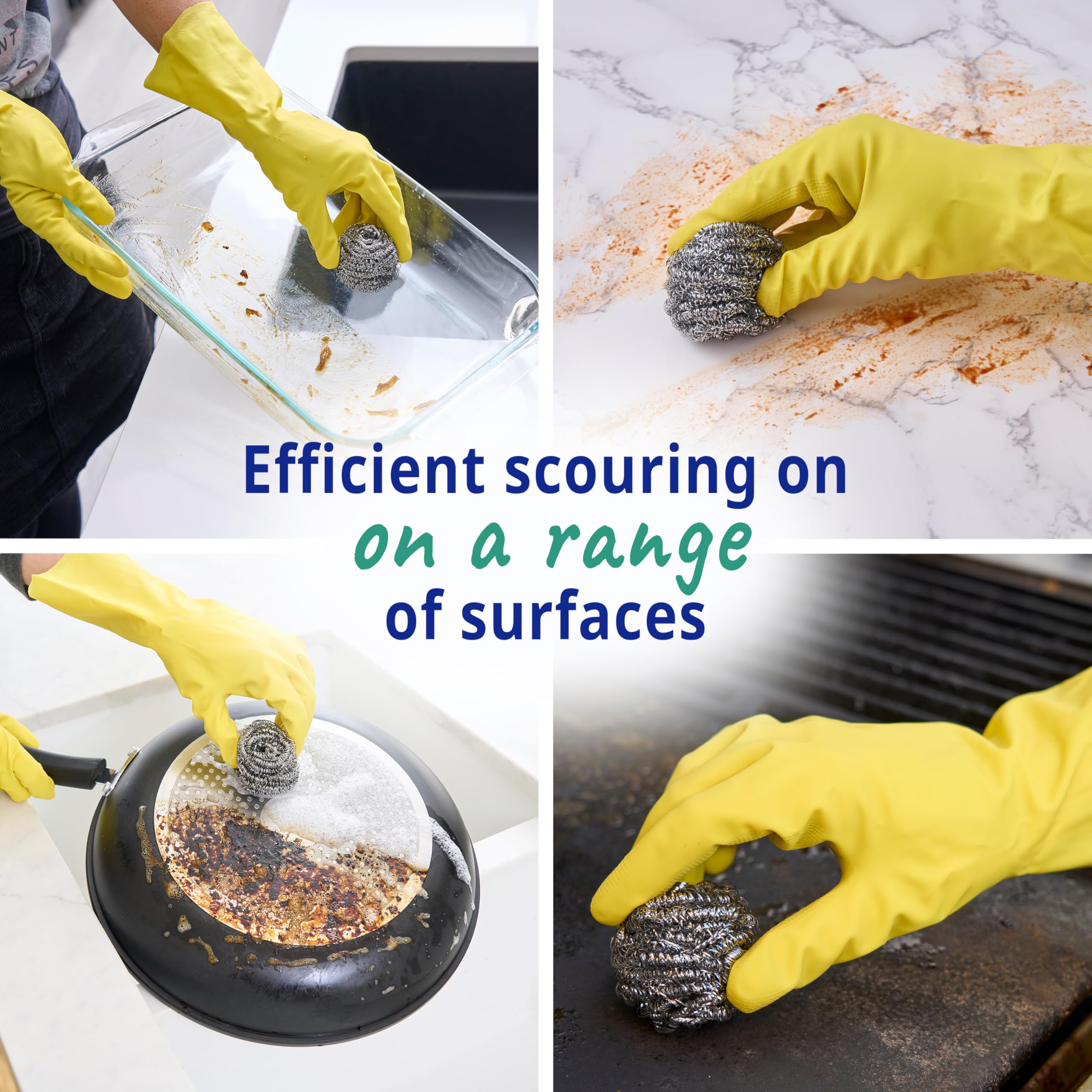 Spontex Essentials Tough Metal Scourers - Heavy Duty Cleaning | Stainless Steel | 48 Total Scourers 2