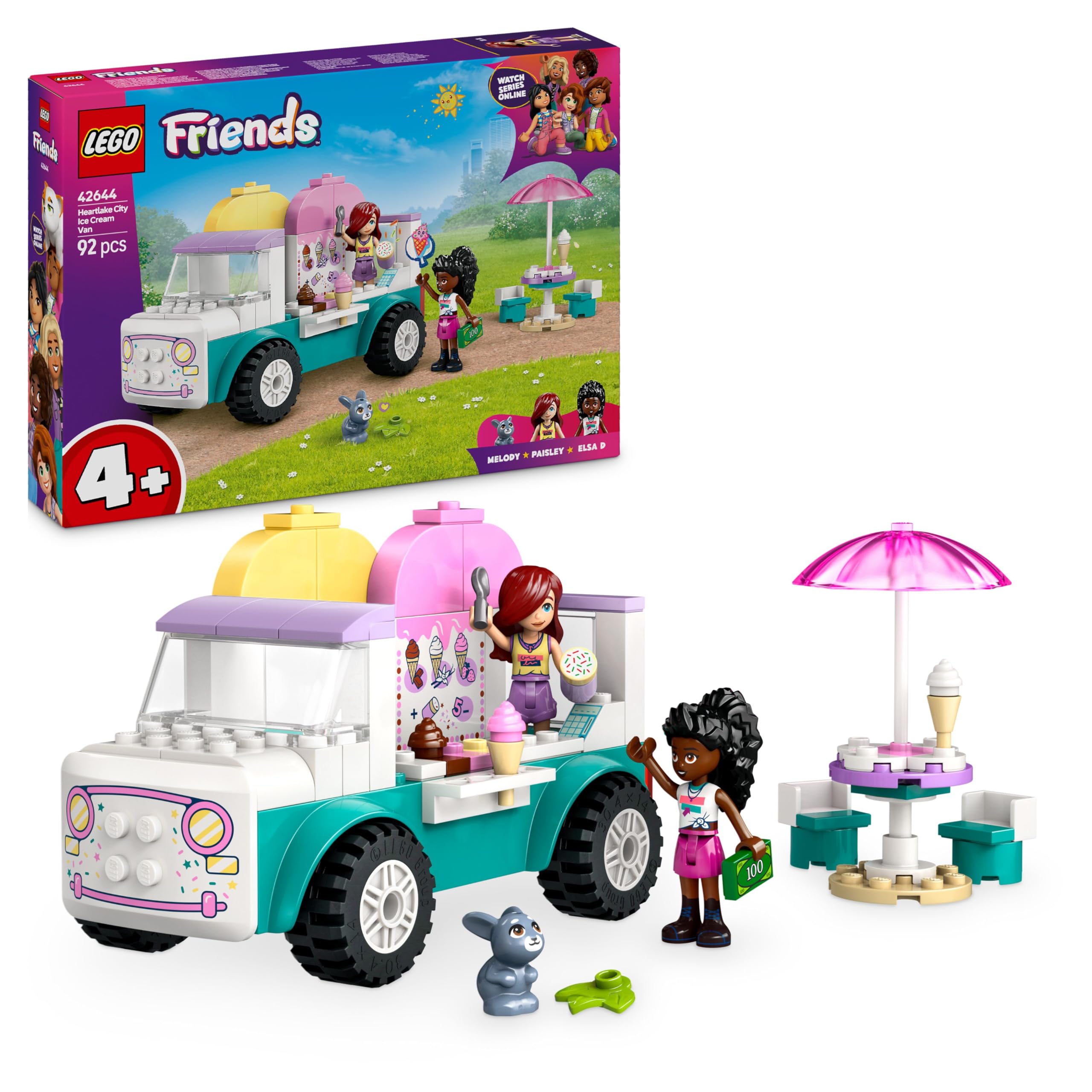 LEGO Friends Heartlake City Ice Cream Van Toy 42644 | Ages 4+ | Includes 2 Minidolls & Bunny