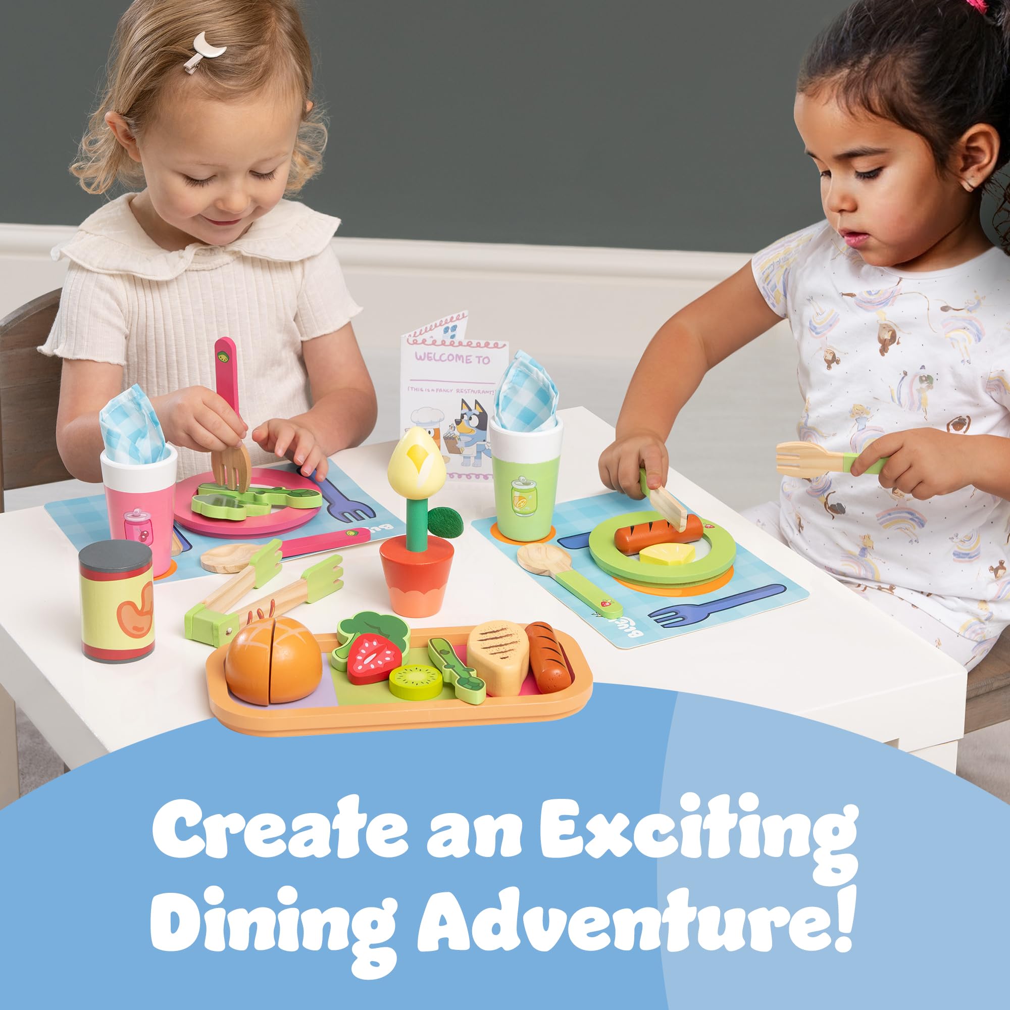 Bluey Dine In with Bluey Wooden Toy Set - 32-Piece Role-Play Kit | FSC-Certified Wood 7