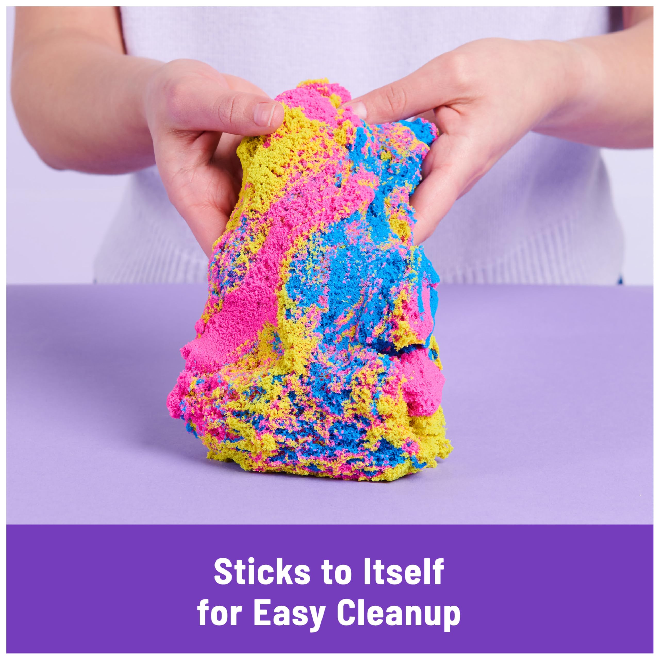 Kinetic Sand Squish N’ Create Playset - 382g Blue, Yellow, Pink Sand | 5 Tools | Ages 3+ 6