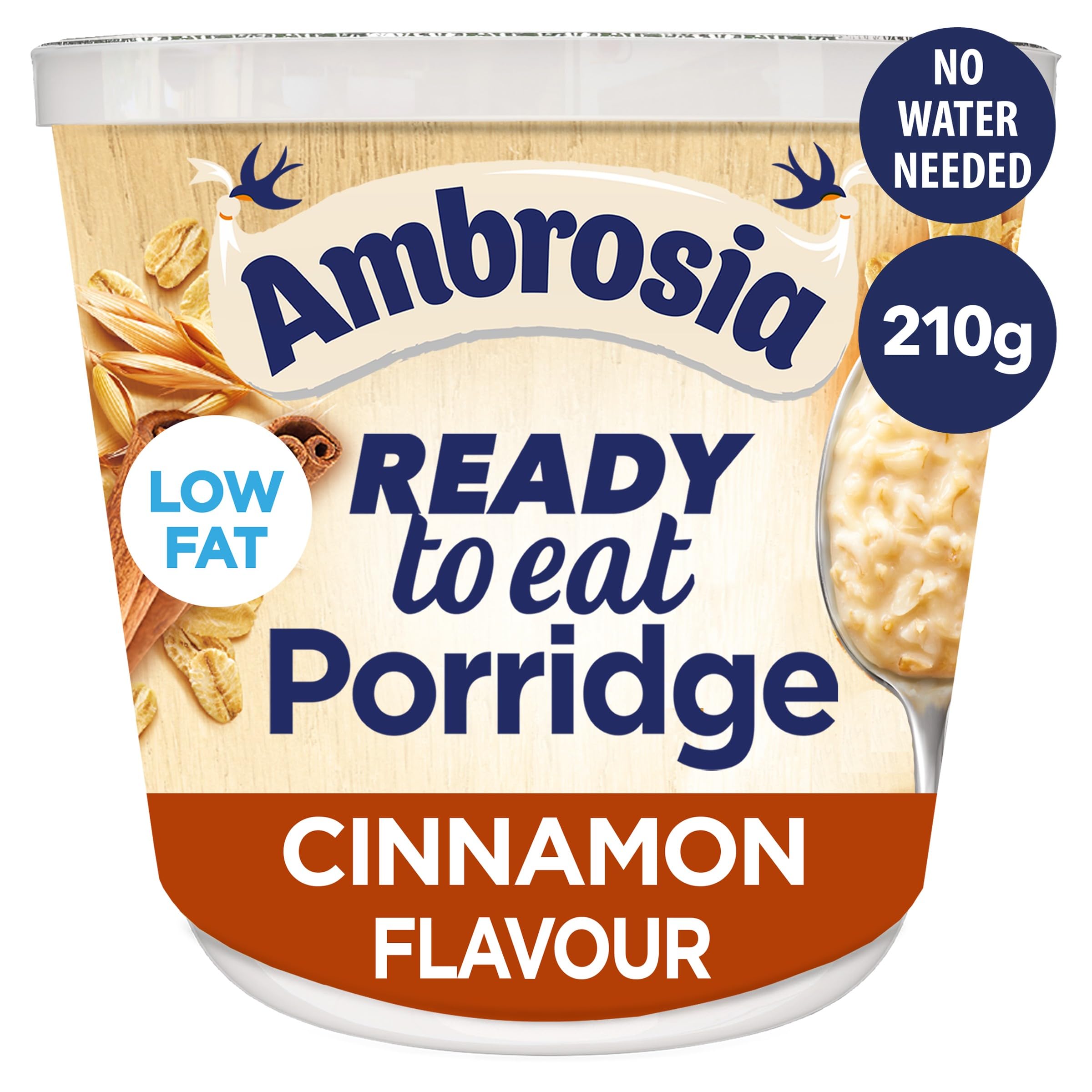 Ambrosia Ready to Eat Sweet Cinnamon Porridge - Low Fat, High Protein | 210g Pot (Pack of 6) 3