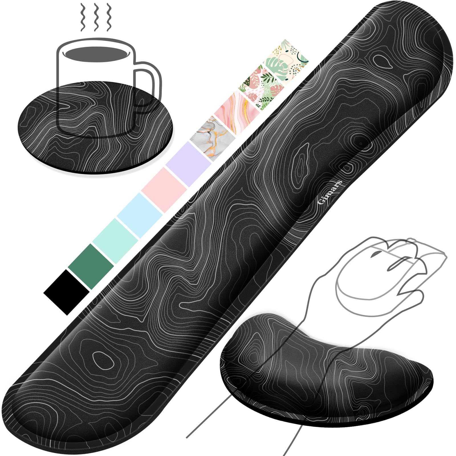 Gimars Silky Gel Memory Foam Wrist Rest for Keyboard and Mouse | 3CM Ultra Thick Ergonomic Support