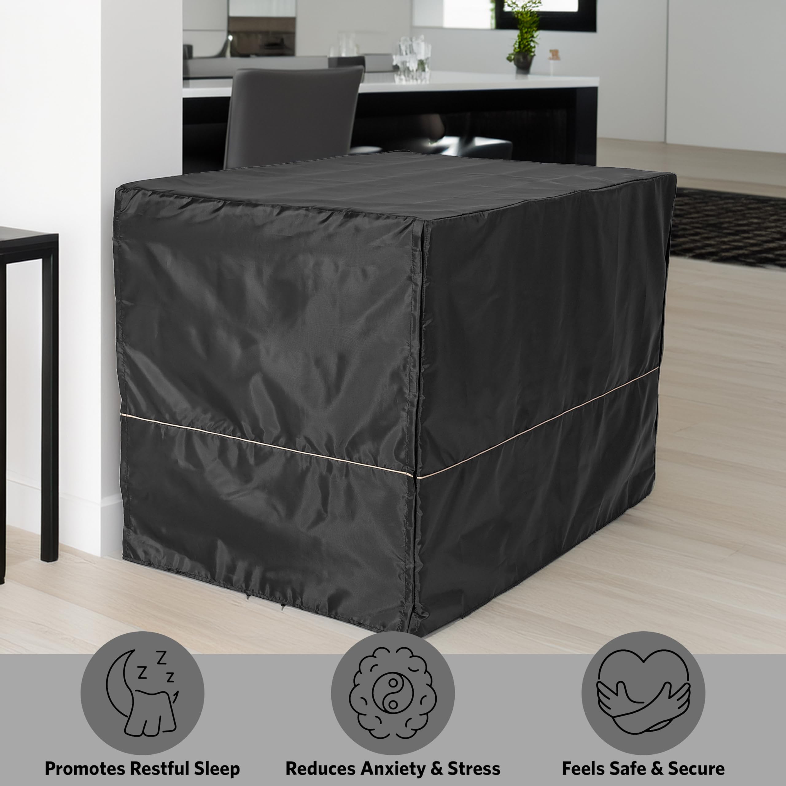 MidWest Homes for Pets Black Polyester Crate Cover for 106cm Crates | Secure Fit | Machine Washable 3